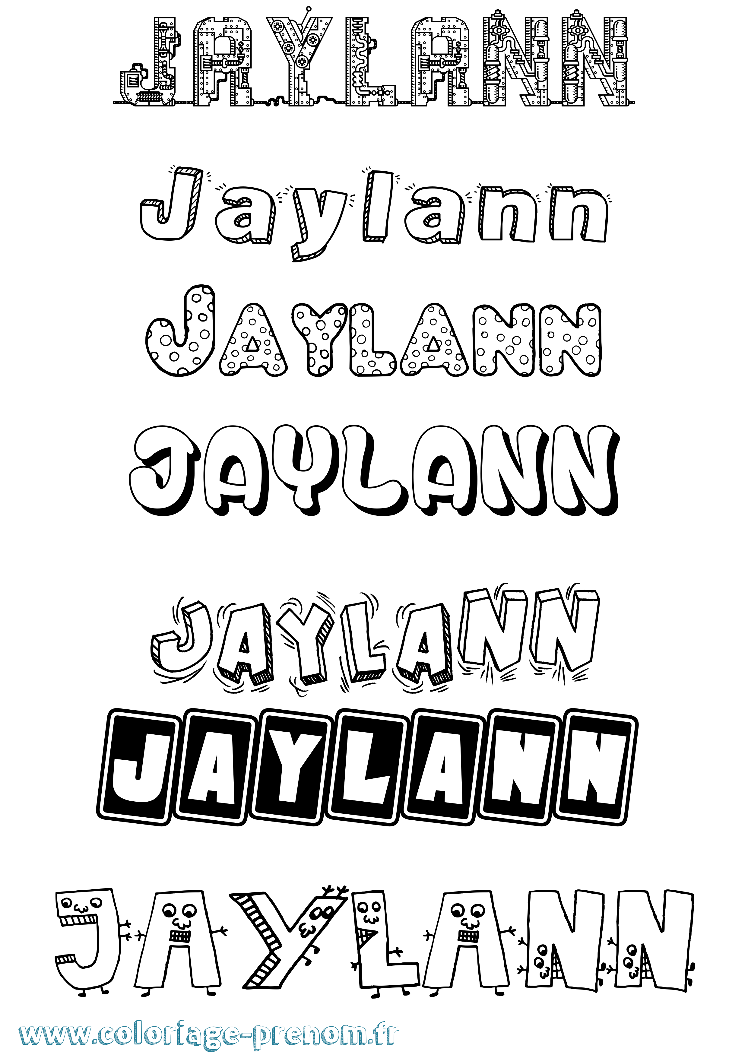 Coloriage Jaylann Fun Coloriage prénom Jaylann Fun
