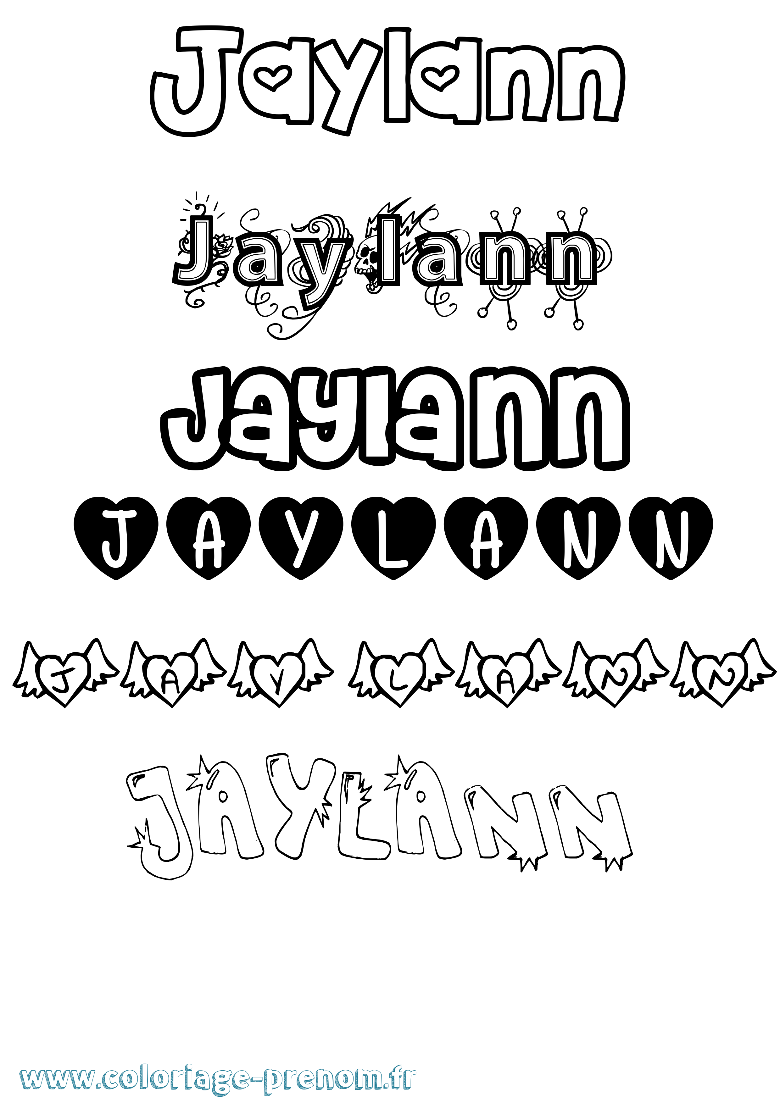 Coloriage Jaylann Girly Coloriage prénom Jaylann Girly