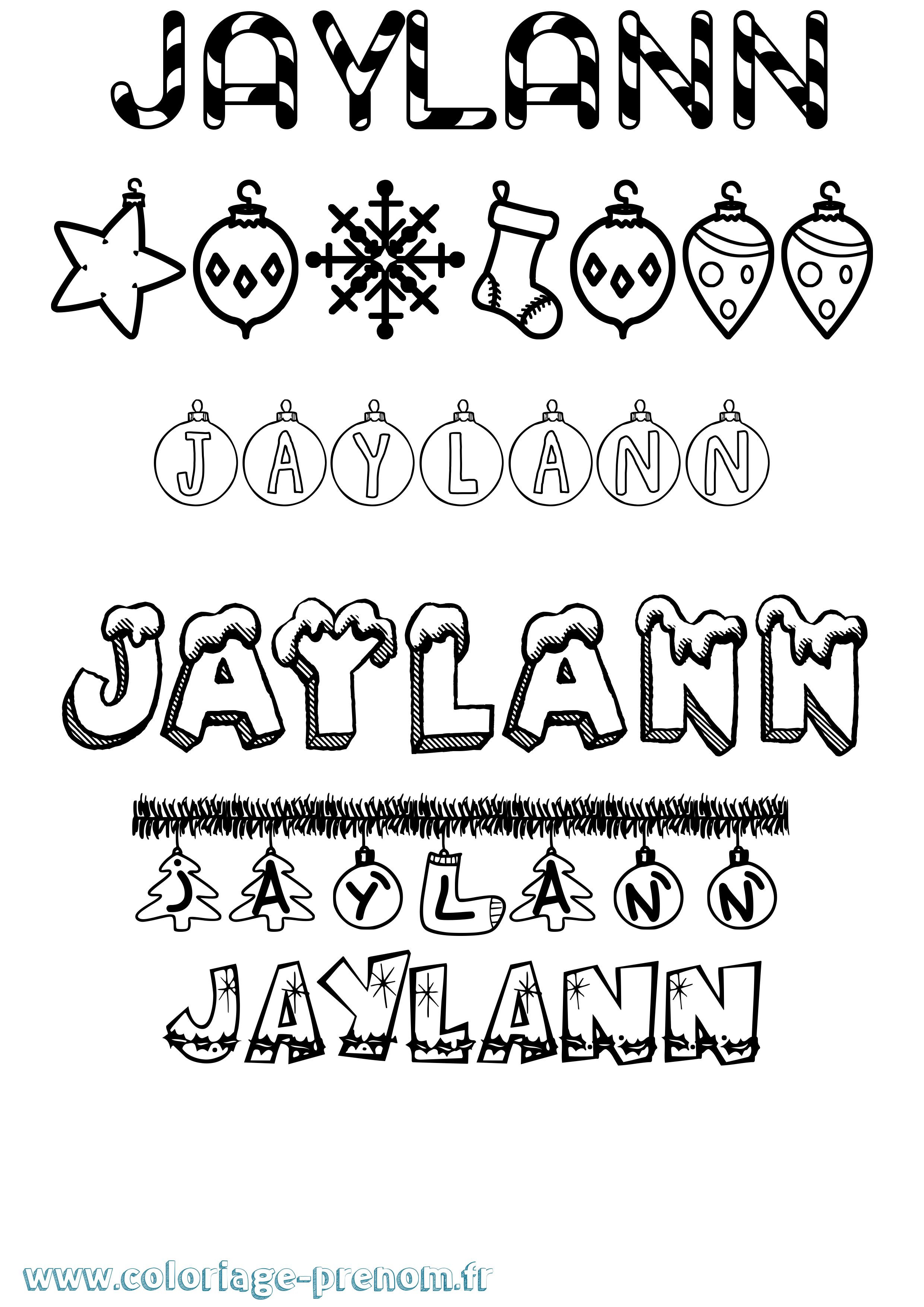 Coloriage Jaylann Noël Coloriage prénom Jaylann Noël