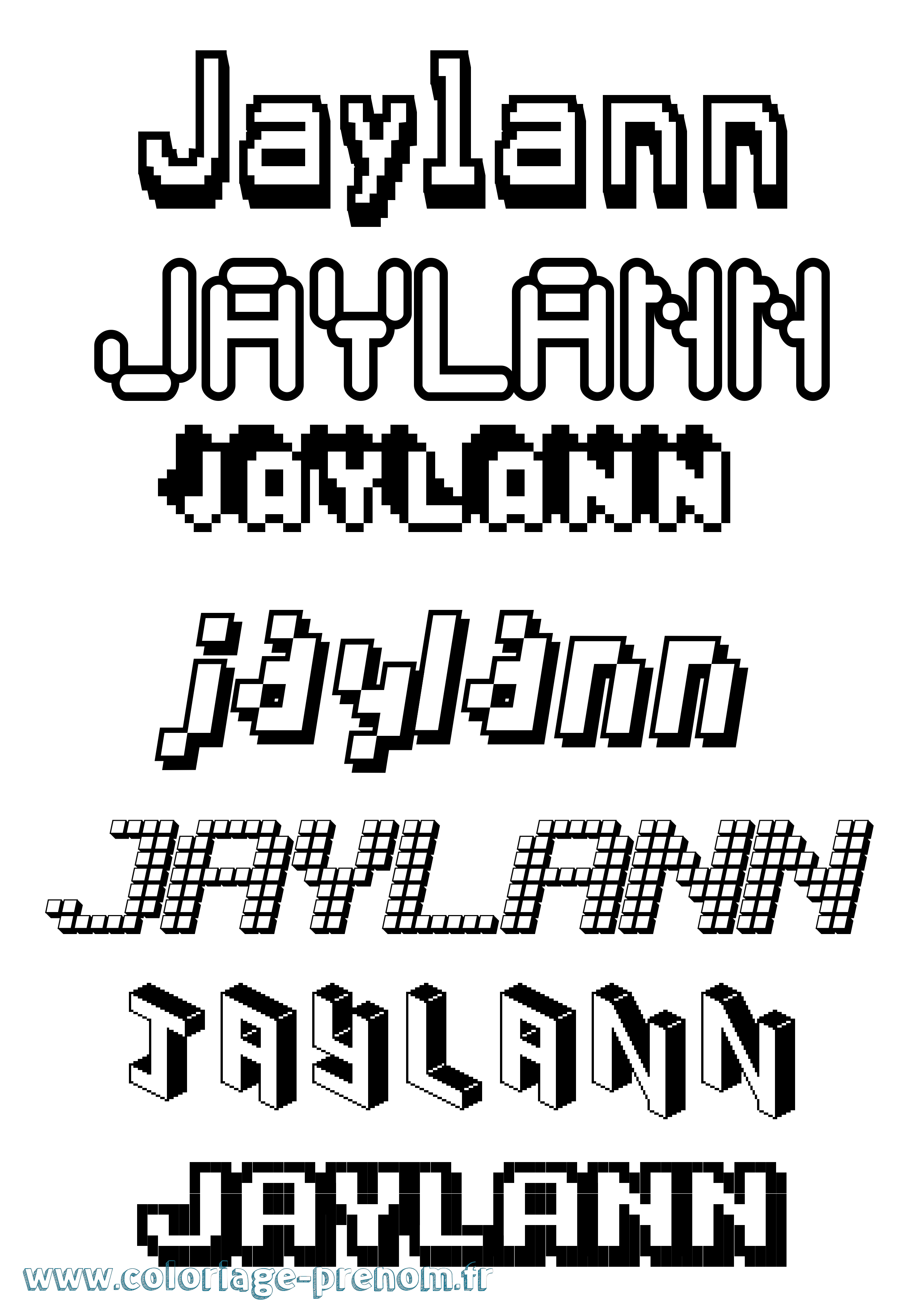 Coloriage Jaylann Pixel Coloriage prénom Jaylann Pixel