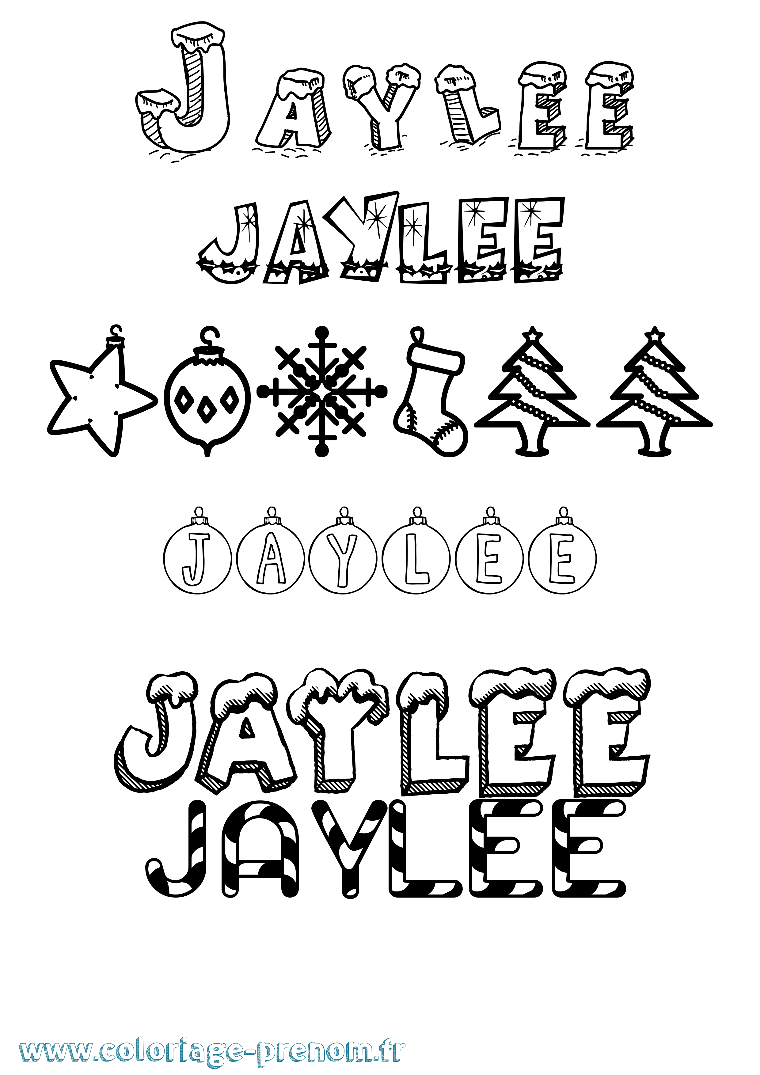 Coloriage Jaylee Noël Coloriage prénom Jaylee Noël