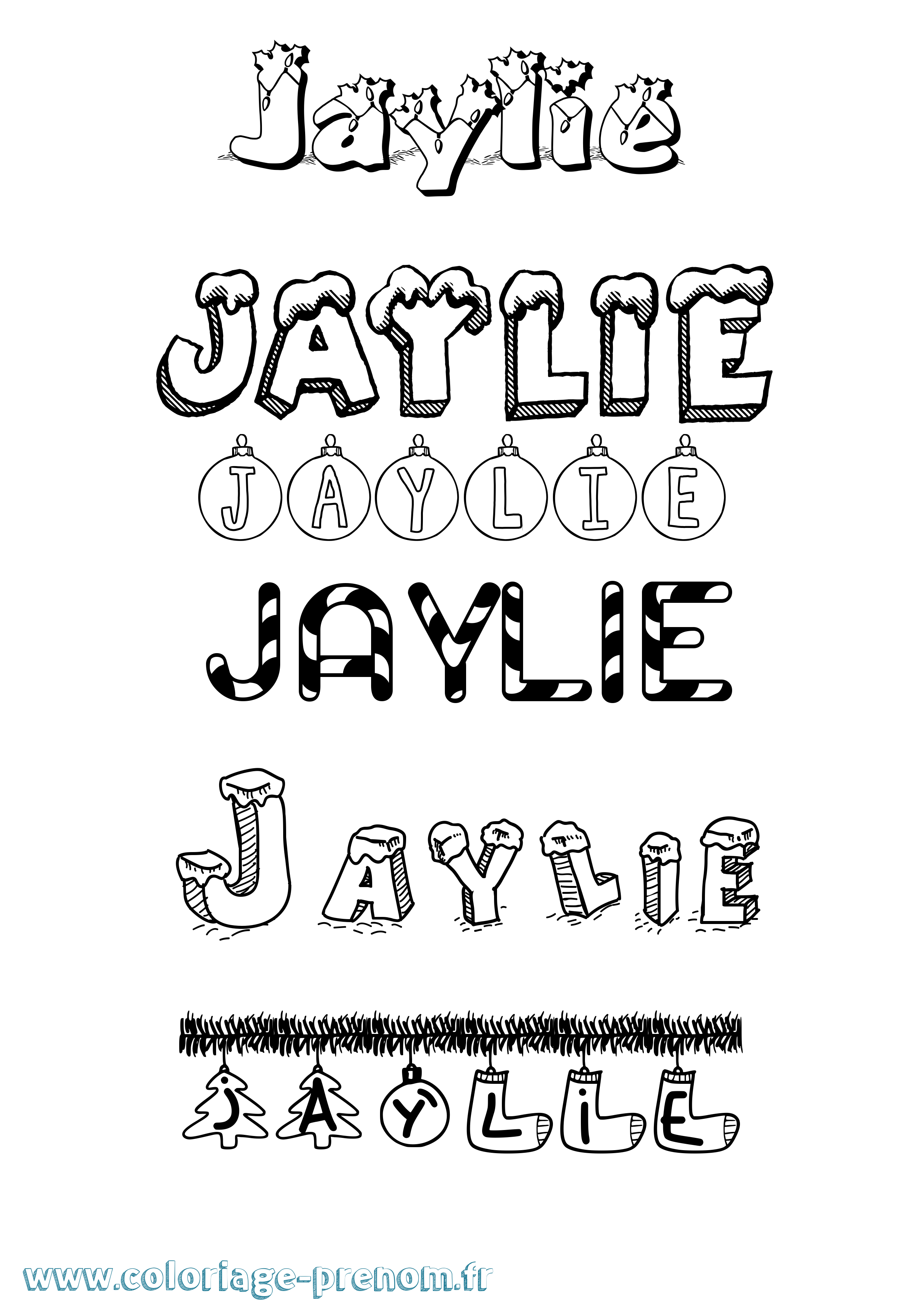 Coloriage Jaylie Noël Coloriage prénom Jaylie Noël
