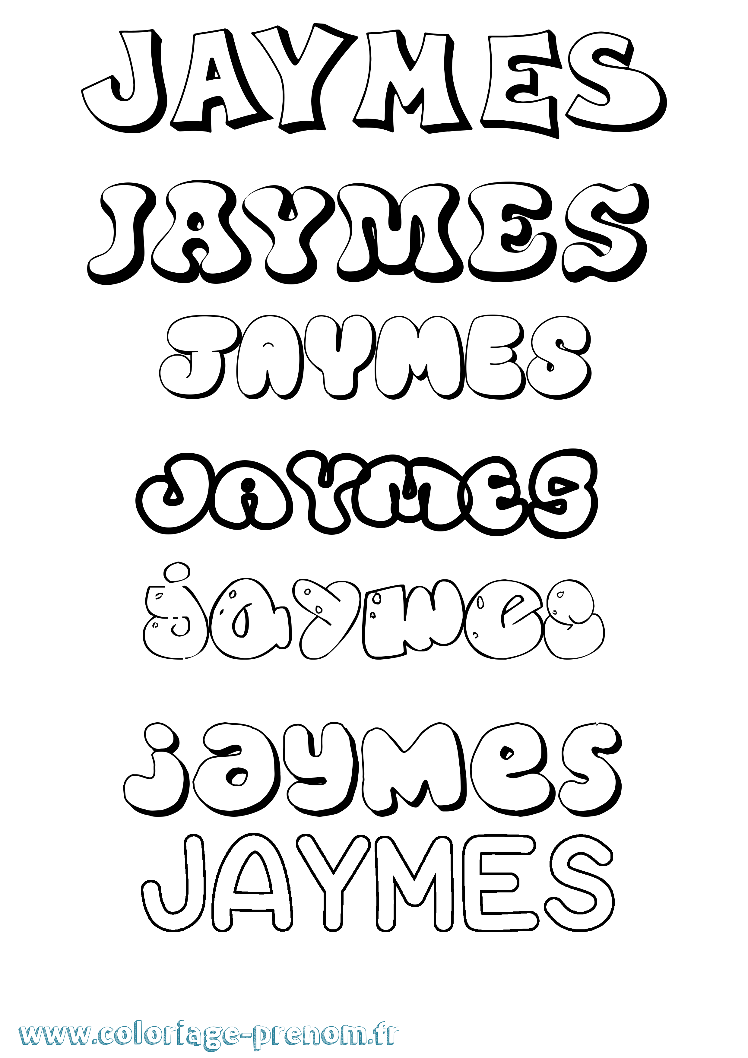 Coloriage Jaymes Bubble Coloriage prénom Jaymes Bubble
