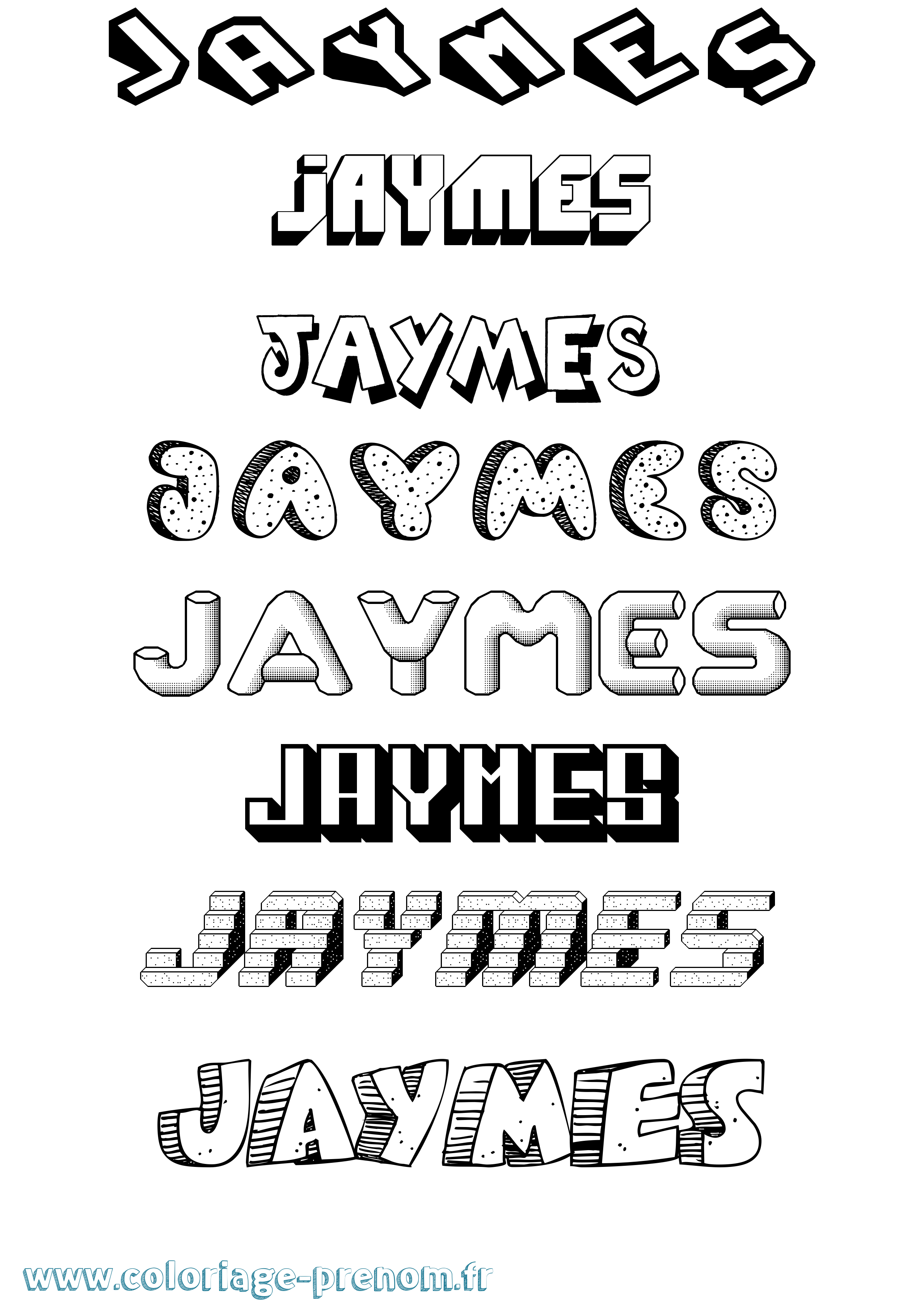 Coloriage Jaymes Effet 3D Coloriage prénom Jaymes Effet 3D