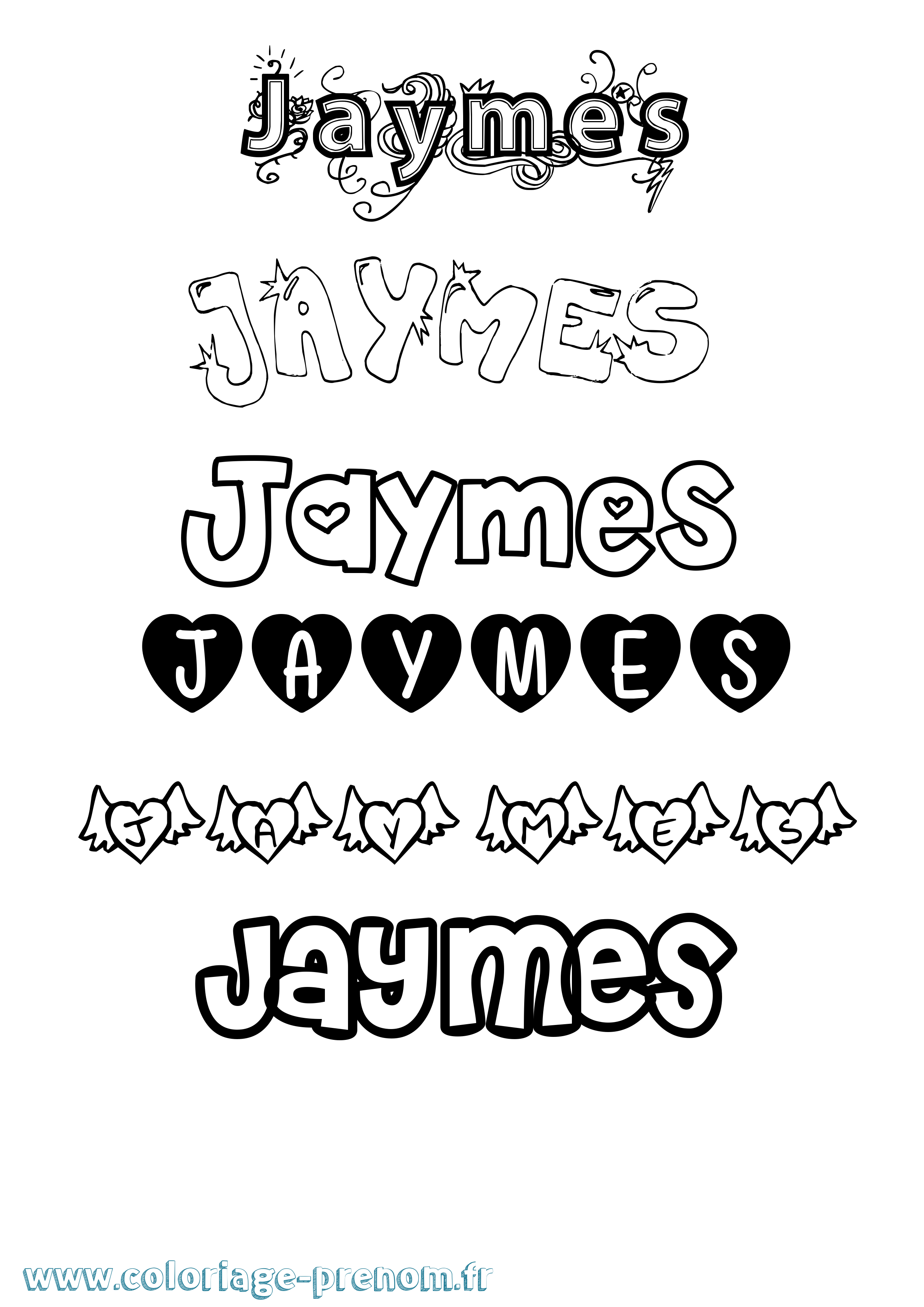 Coloriage Jaymes Girly Coloriage prénom Jaymes Girly