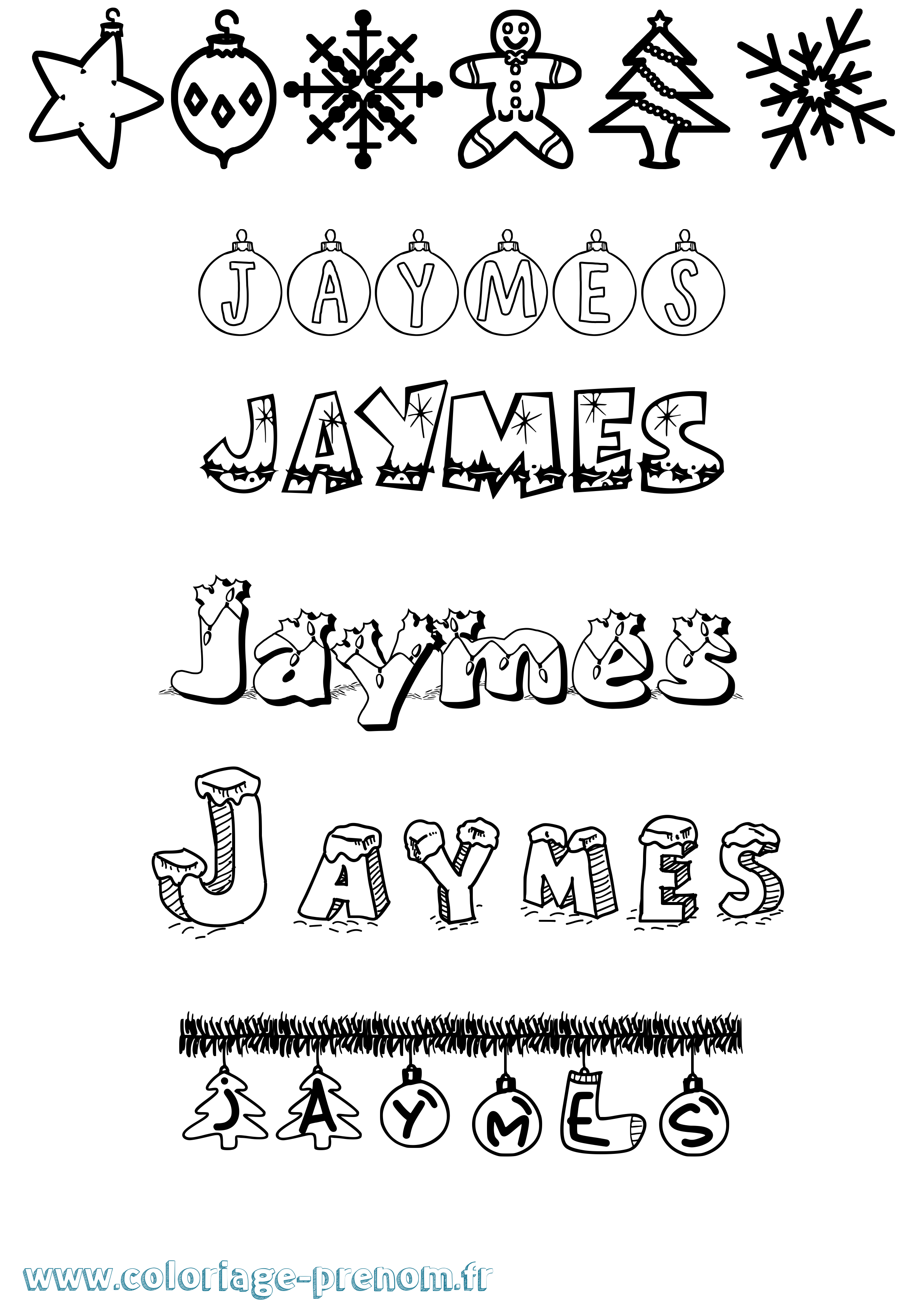 Coloriage Jaymes Noël Coloriage prénom Jaymes Noël