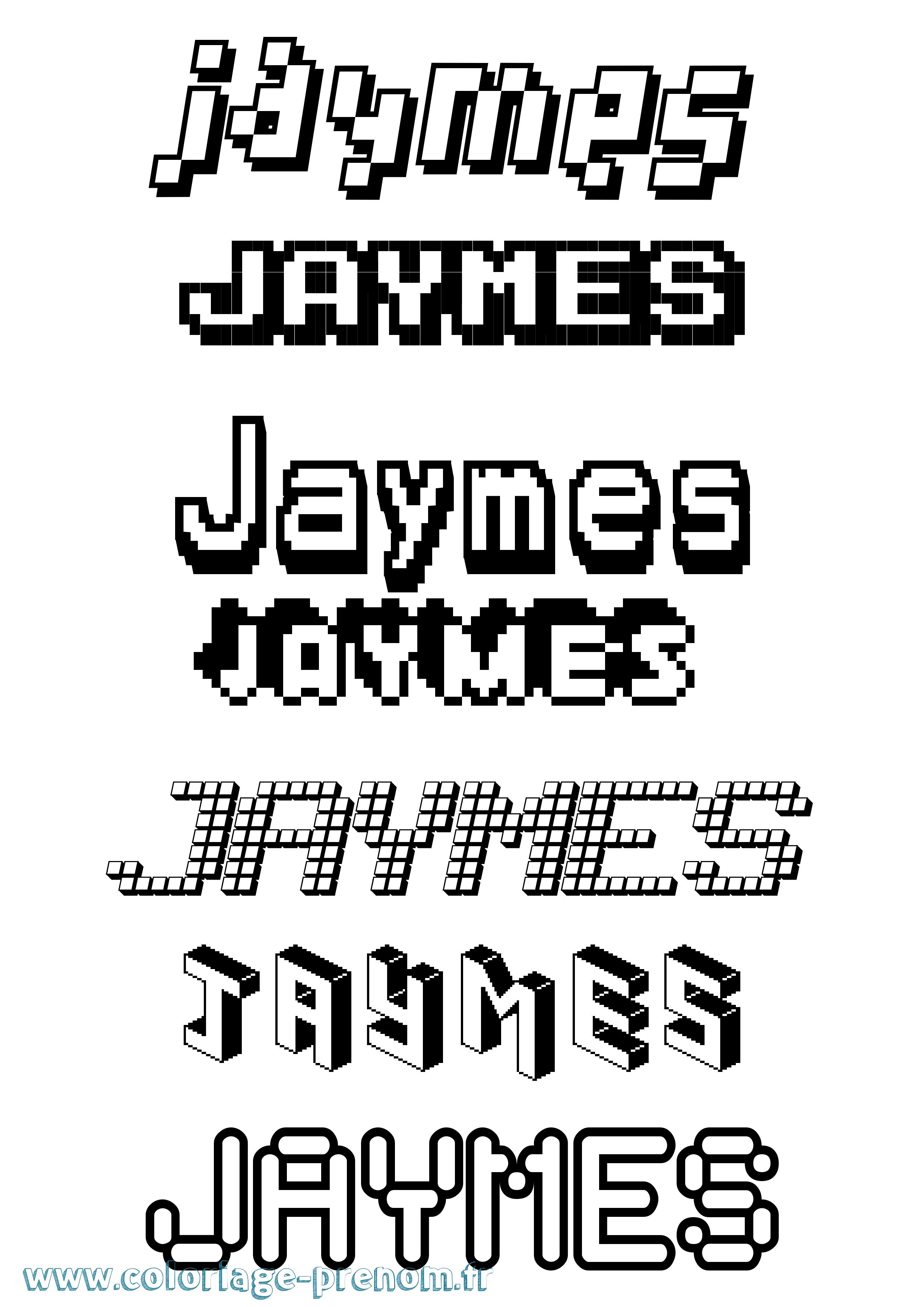 Coloriage Jaymes Pixel Coloriage prénom Jaymes Pixel