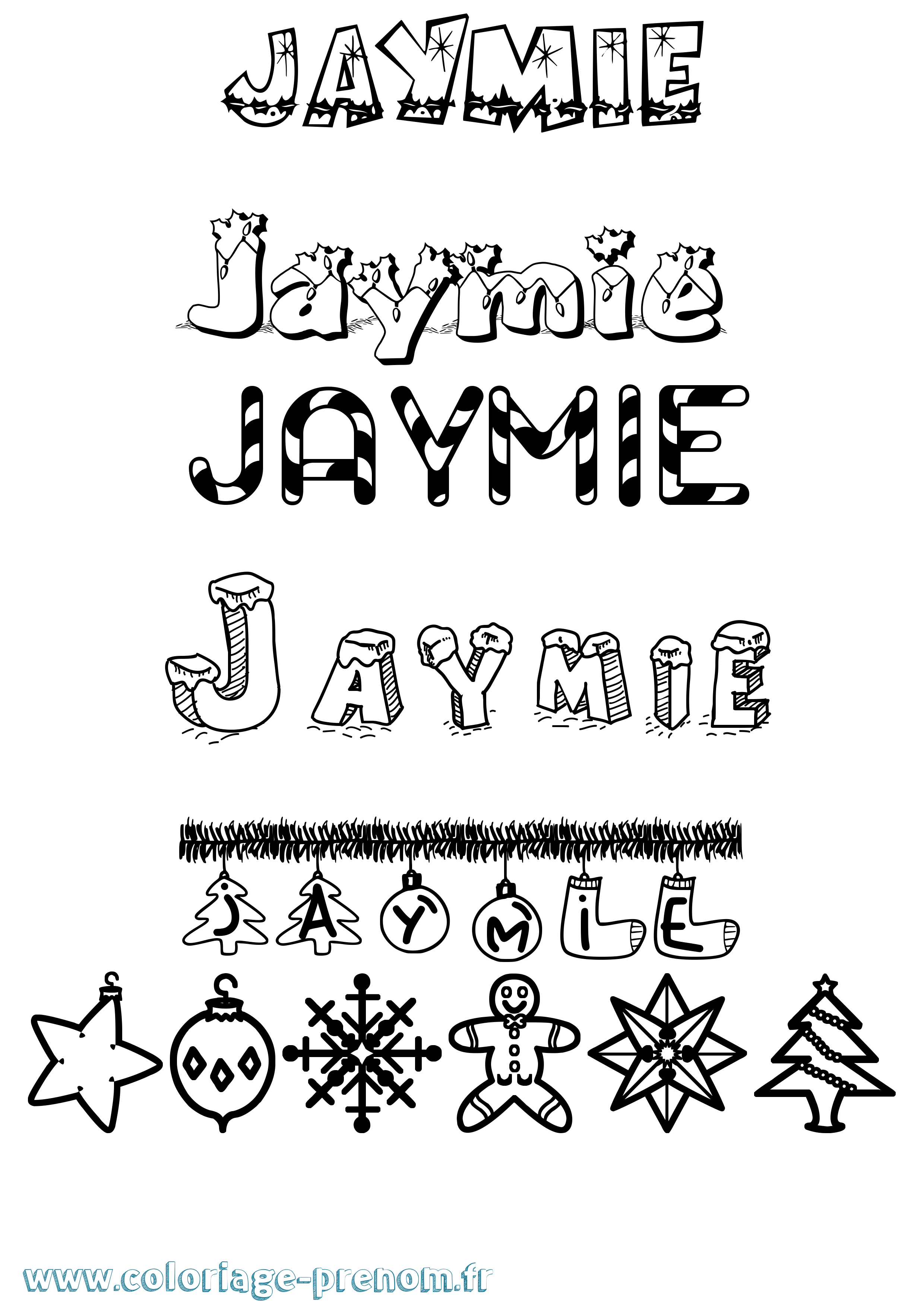 Coloriage Jaymie Noël Coloriage prénom Jaymie Noël