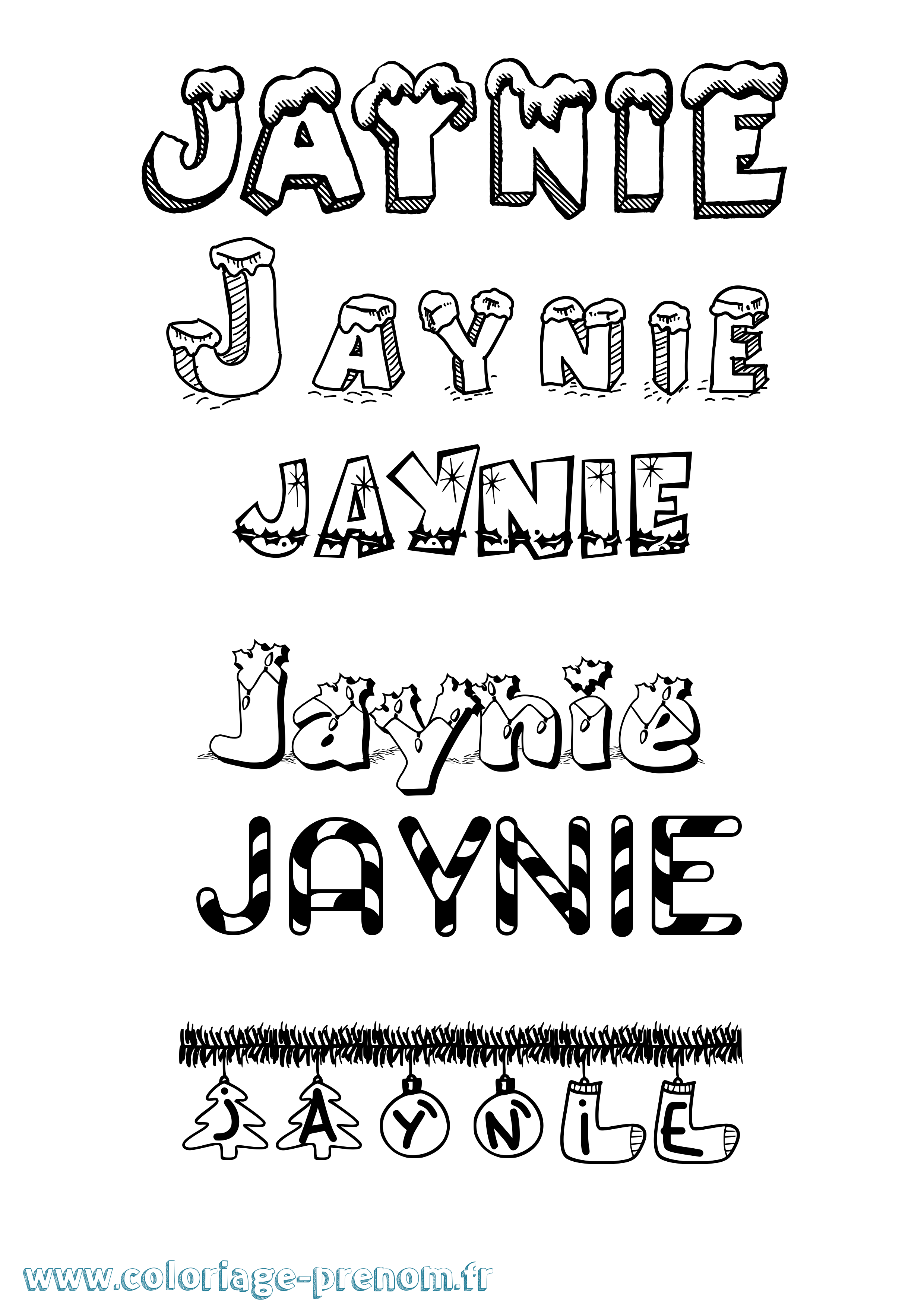 Coloriage Jaynie Noël Coloriage prénom Jaynie Noël