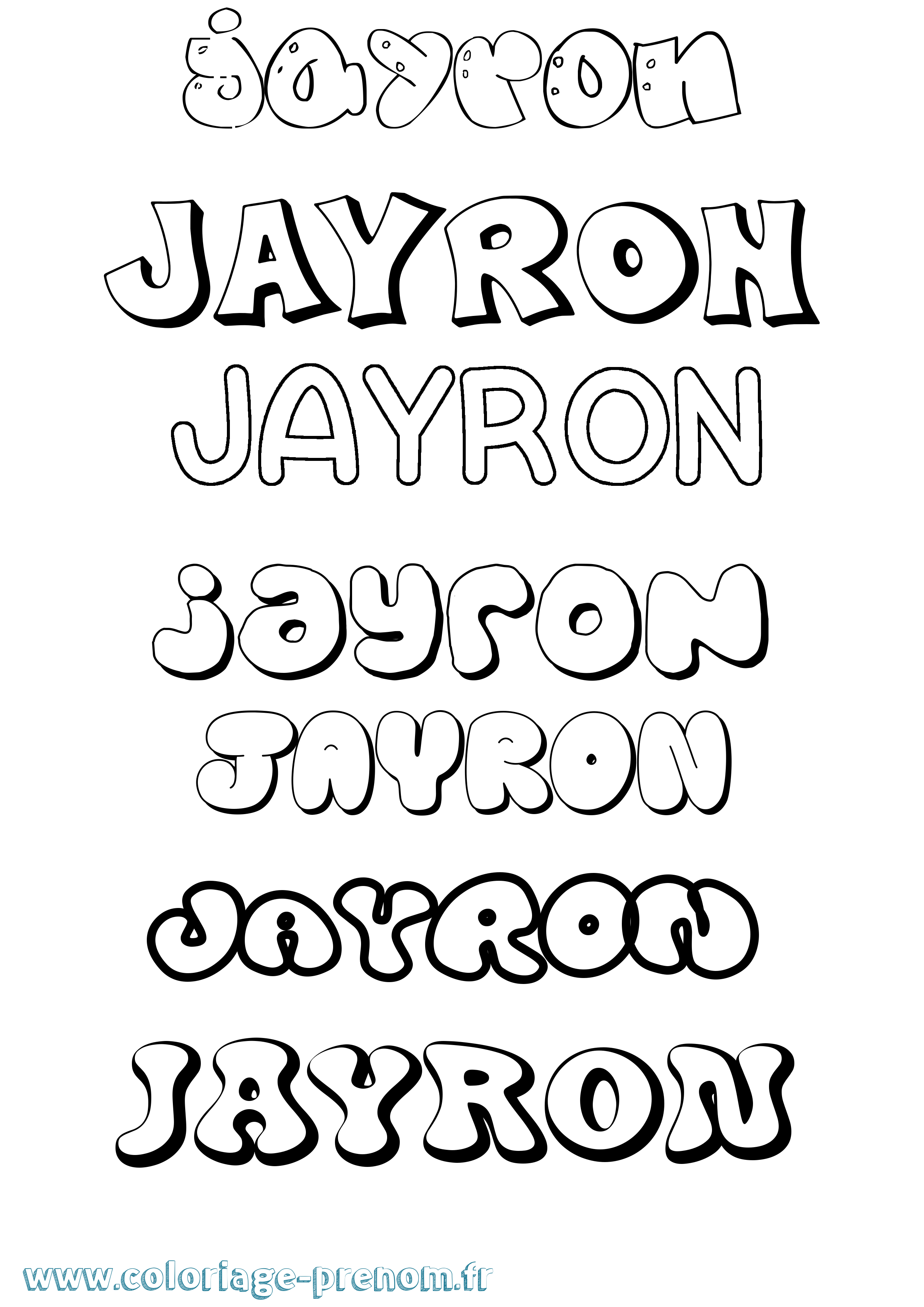 Coloriage Jayron Bubble Coloriage prénom Jayron Bubble