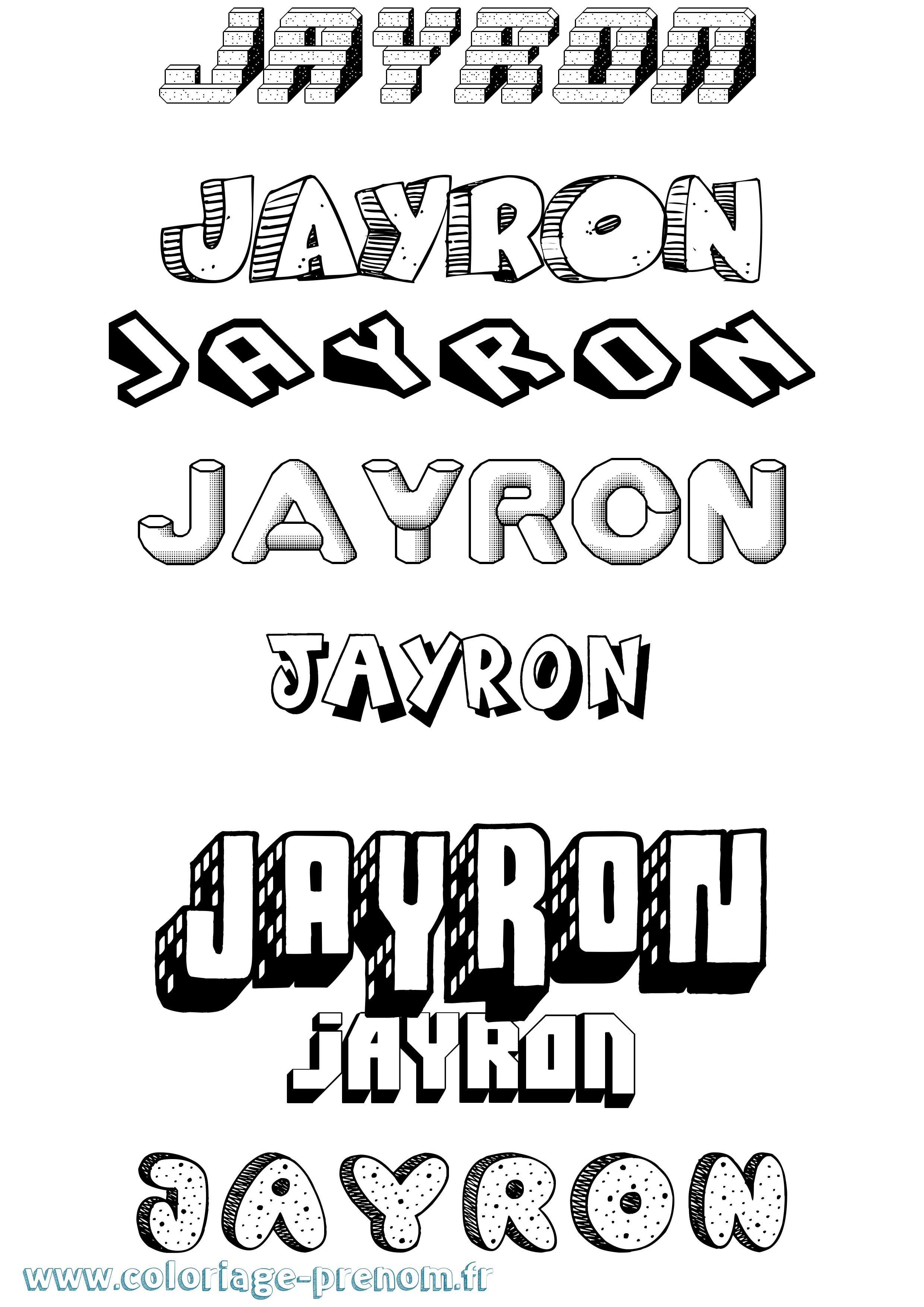 Coloriage Jayron Effet 3D Coloriage prénom Jayron Effet 3D
