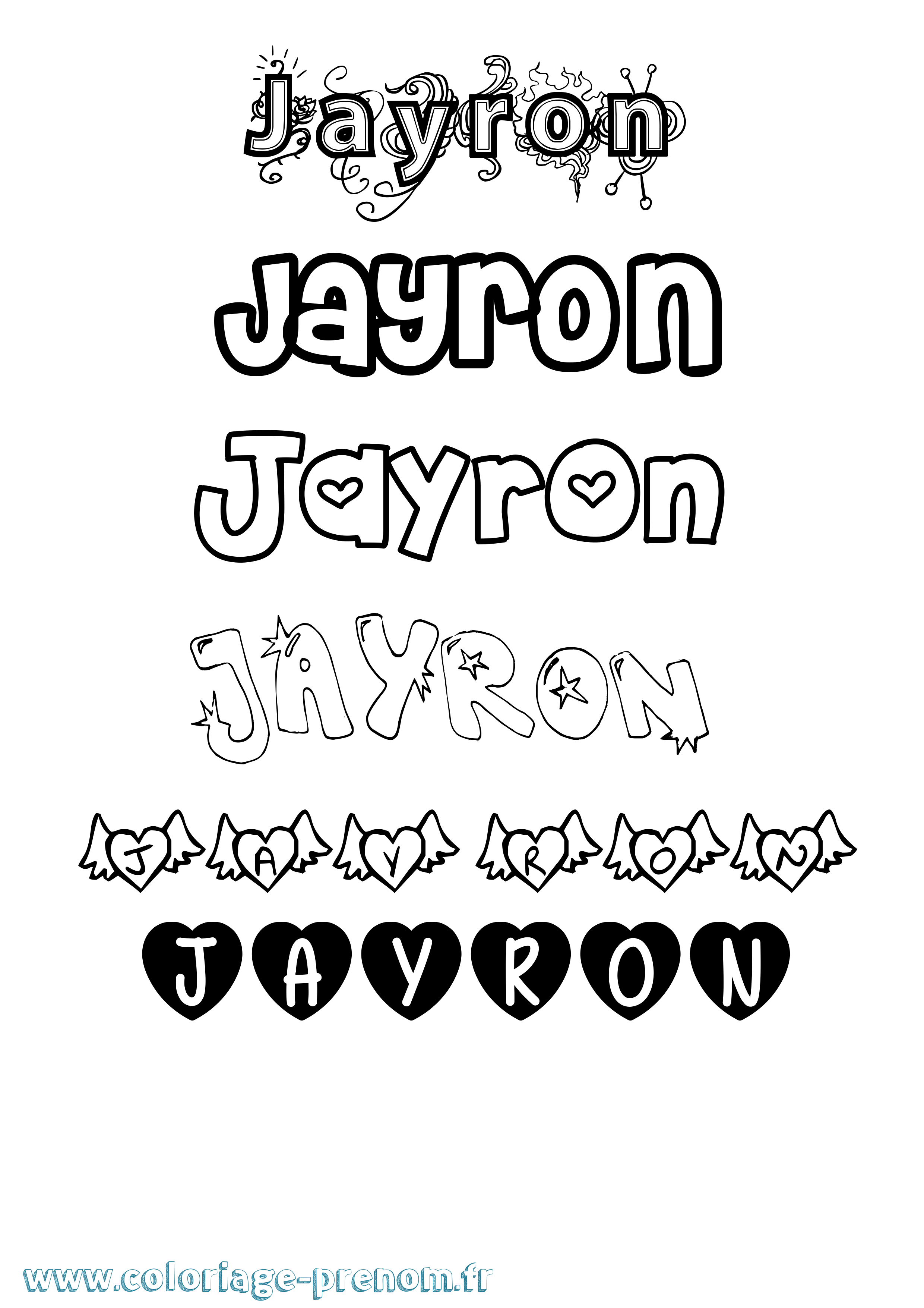 Coloriage Jayron Girly Coloriage prénom Jayron Girly