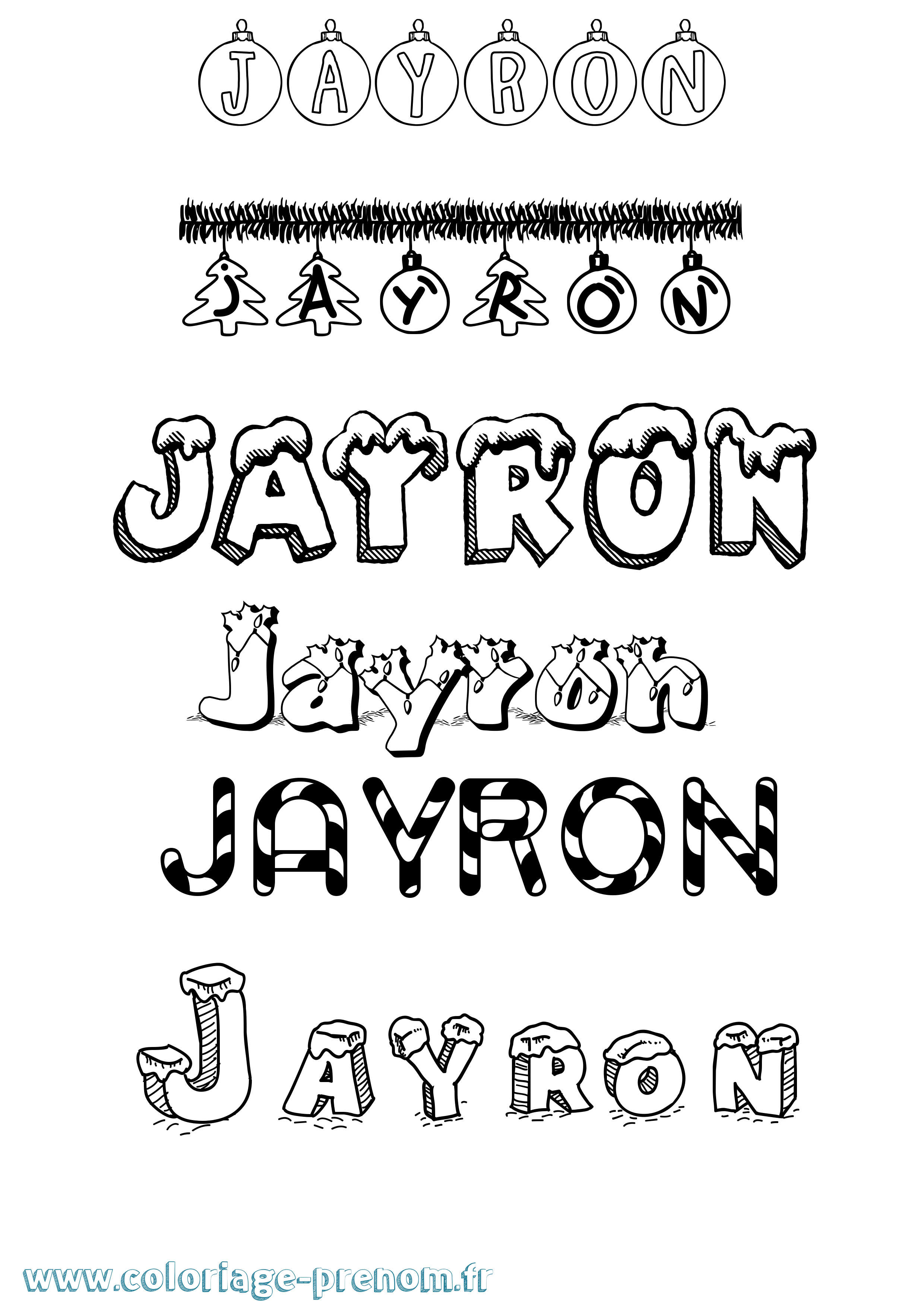 Coloriage Jayron Noël Coloriage prénom Jayron Noël