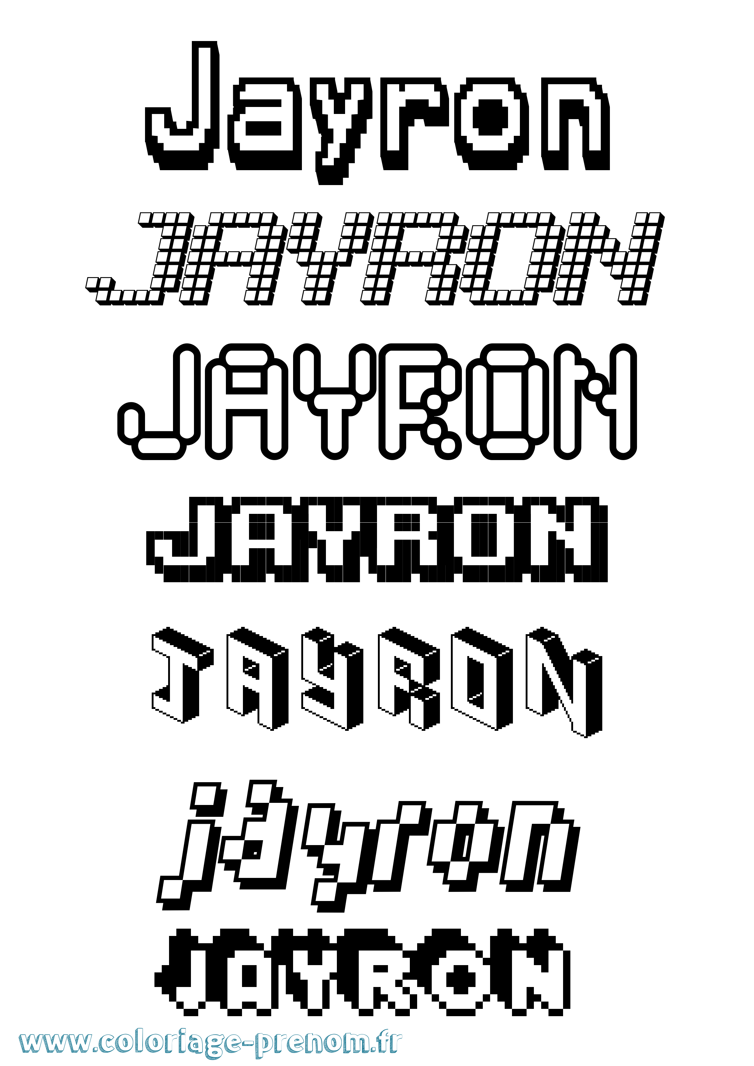 Coloriage Jayron Pixel Coloriage prénom Jayron Pixel