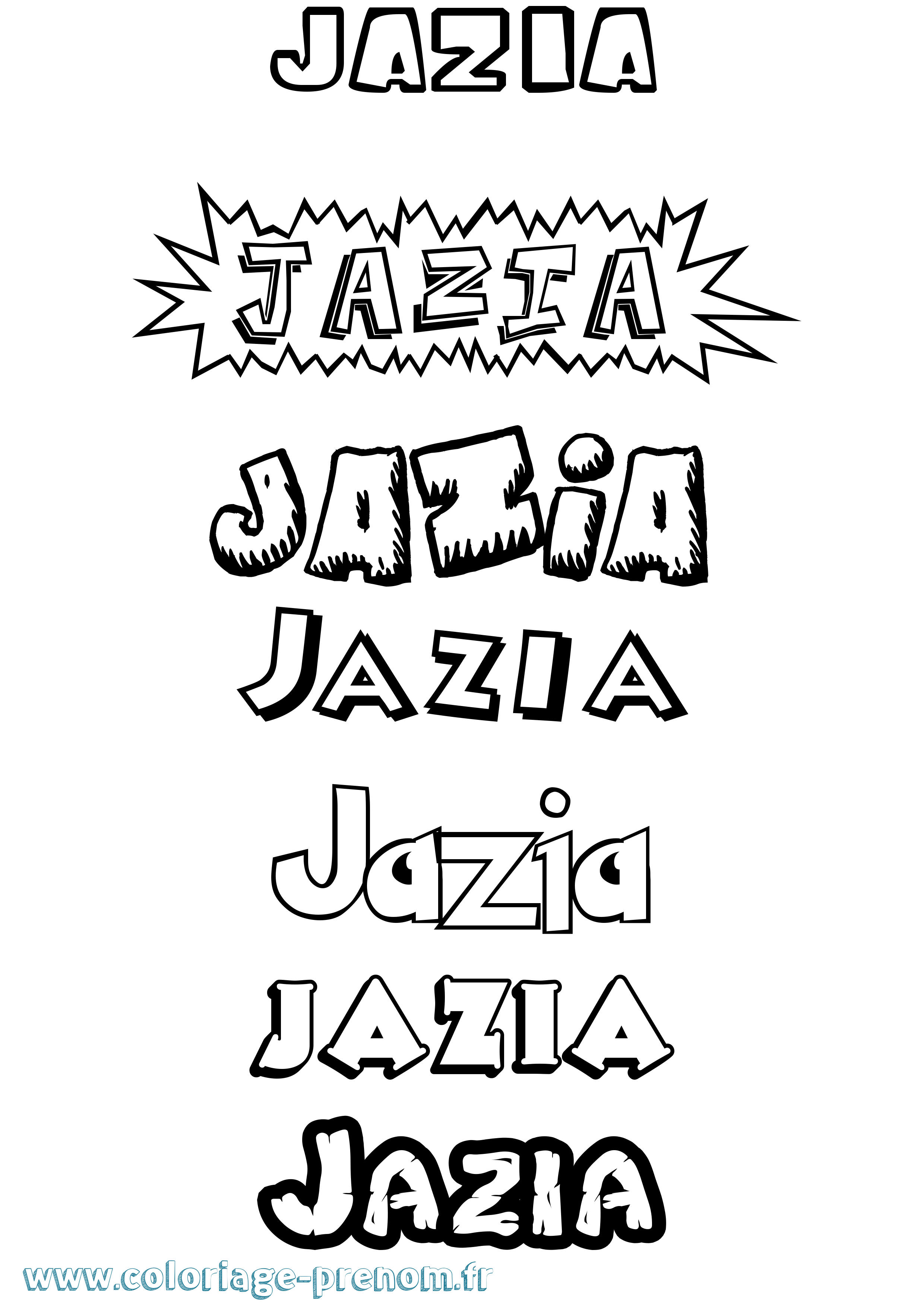 Coloriage Jazia Dessin Animé Coloriage prénom Jazia Dessin Animé