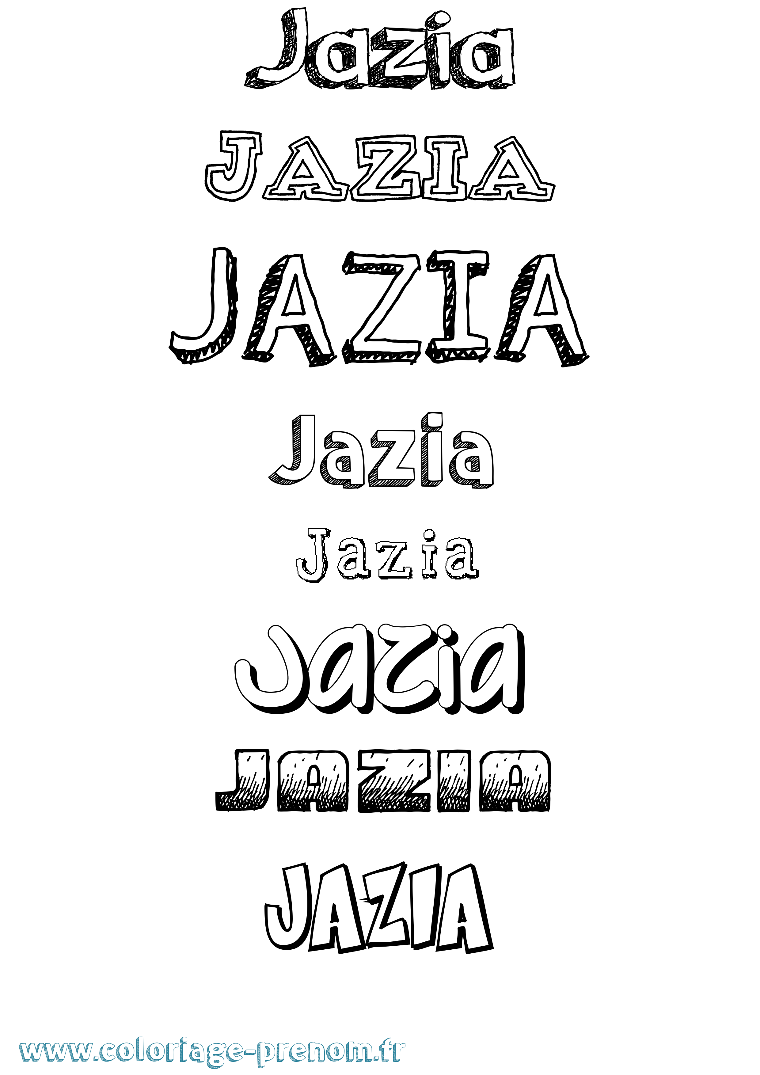 Coloriage Jazia Dessiné Coloriage prénom Jazia Dessiné