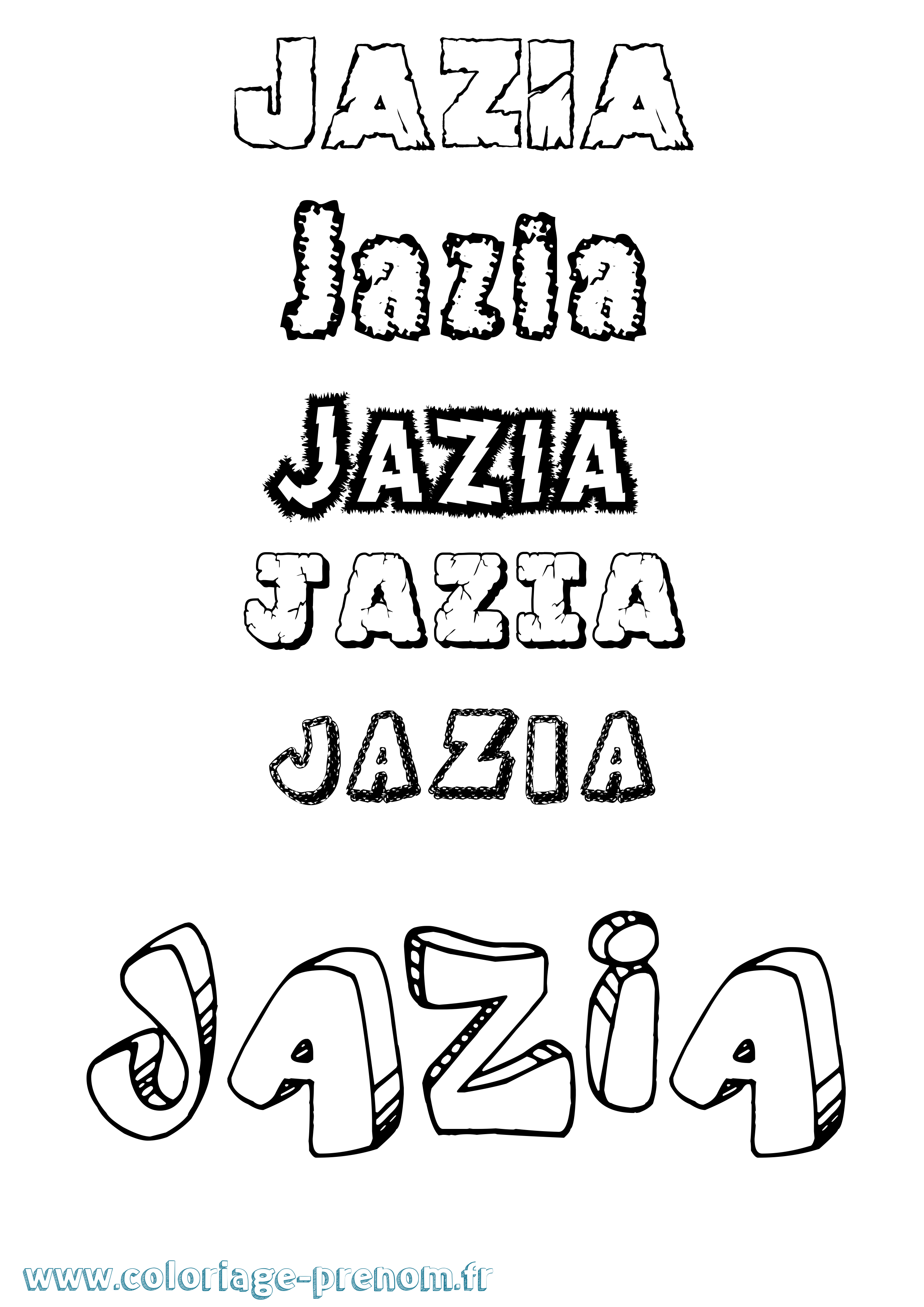 Coloriage Jazia Destructuré Coloriage prénom Jazia Destructuré