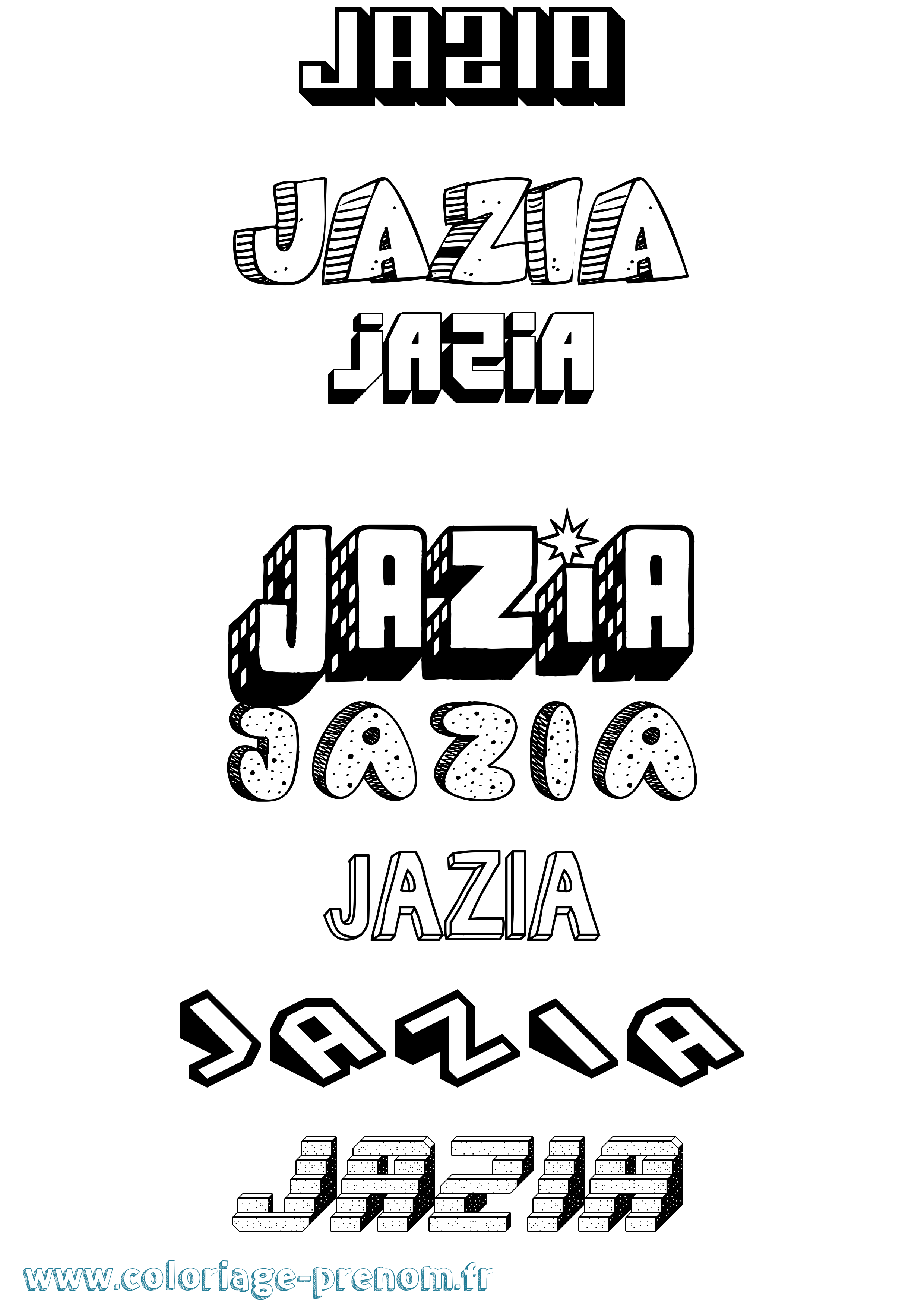 Coloriage Jazia Effet 3D Coloriage prénom Jazia Effet 3D