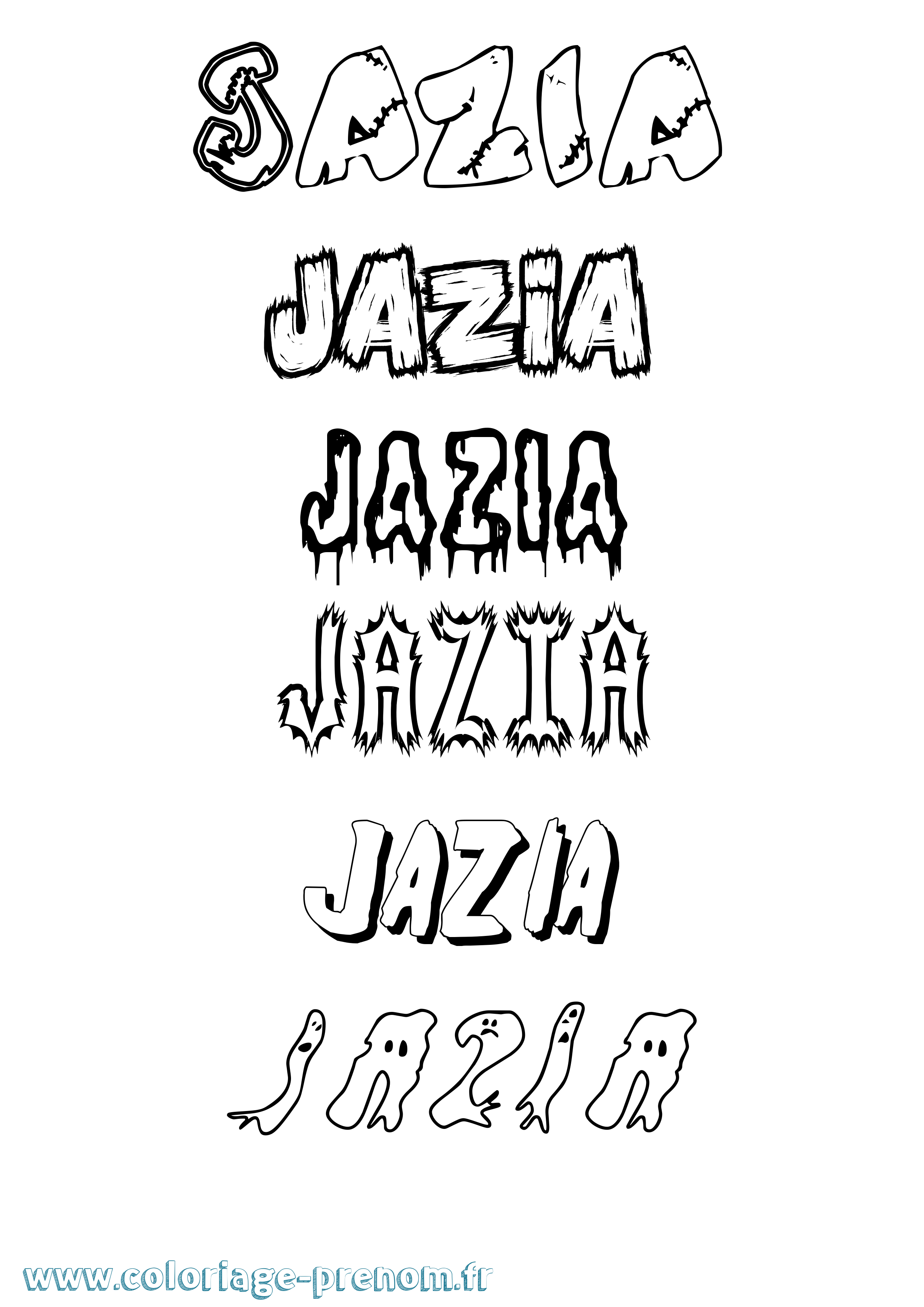 Coloriage Jazia Frisson Coloriage prénom Jazia Frisson