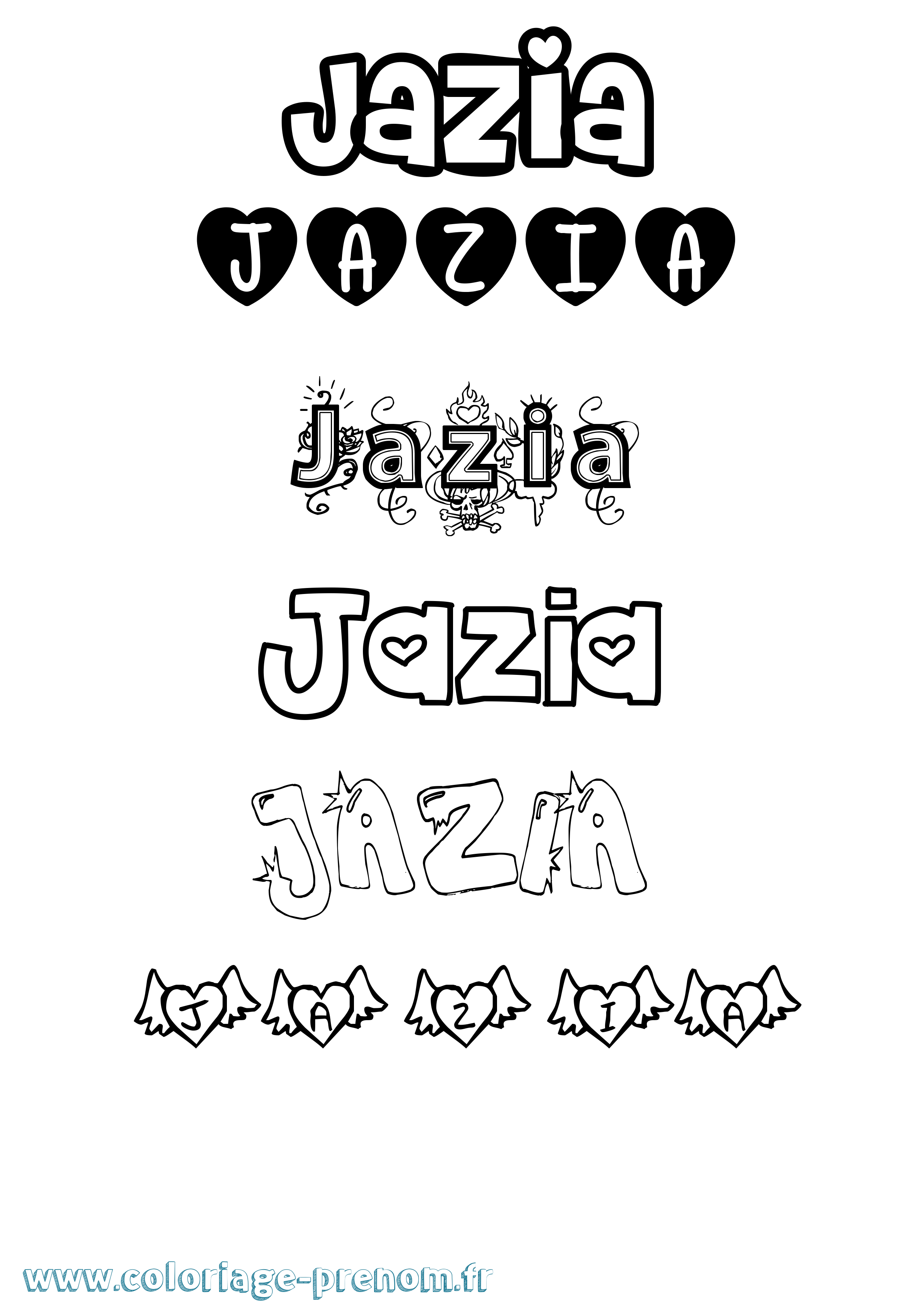 Coloriage Jazia Girly Coloriage prénom Jazia Girly