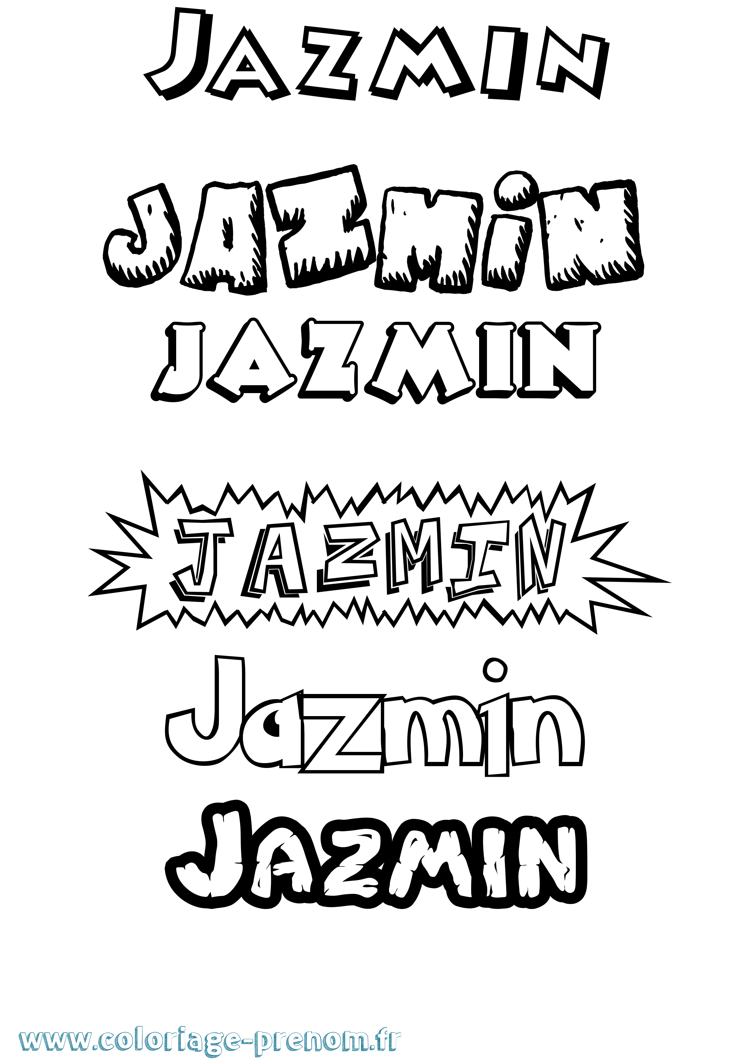 Coloriage Jazmin Dessin Animé Coloriage prénom Jazmin Dessin Animé