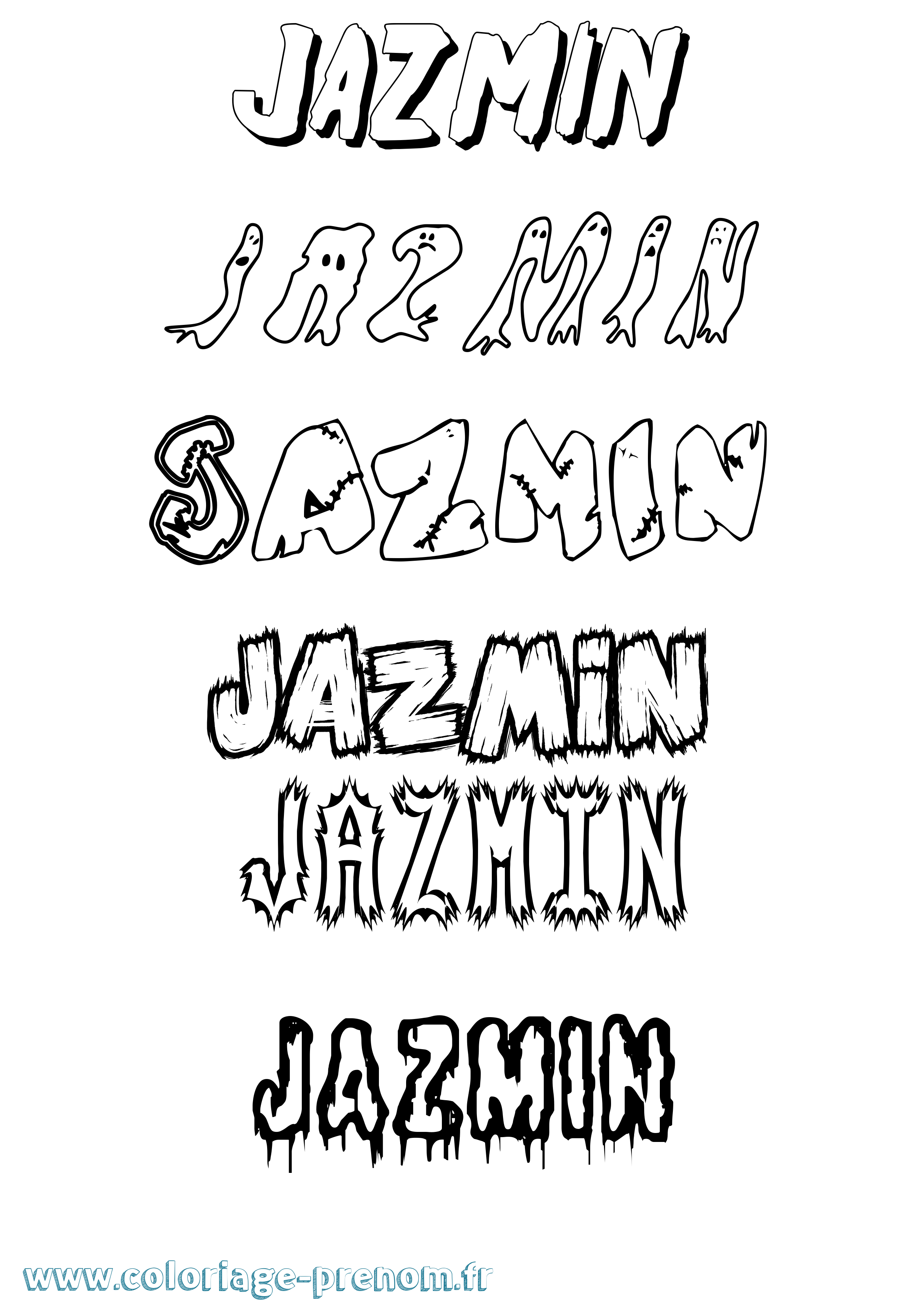Coloriage Jazmin Frisson Coloriage prénom Jazmin Frisson