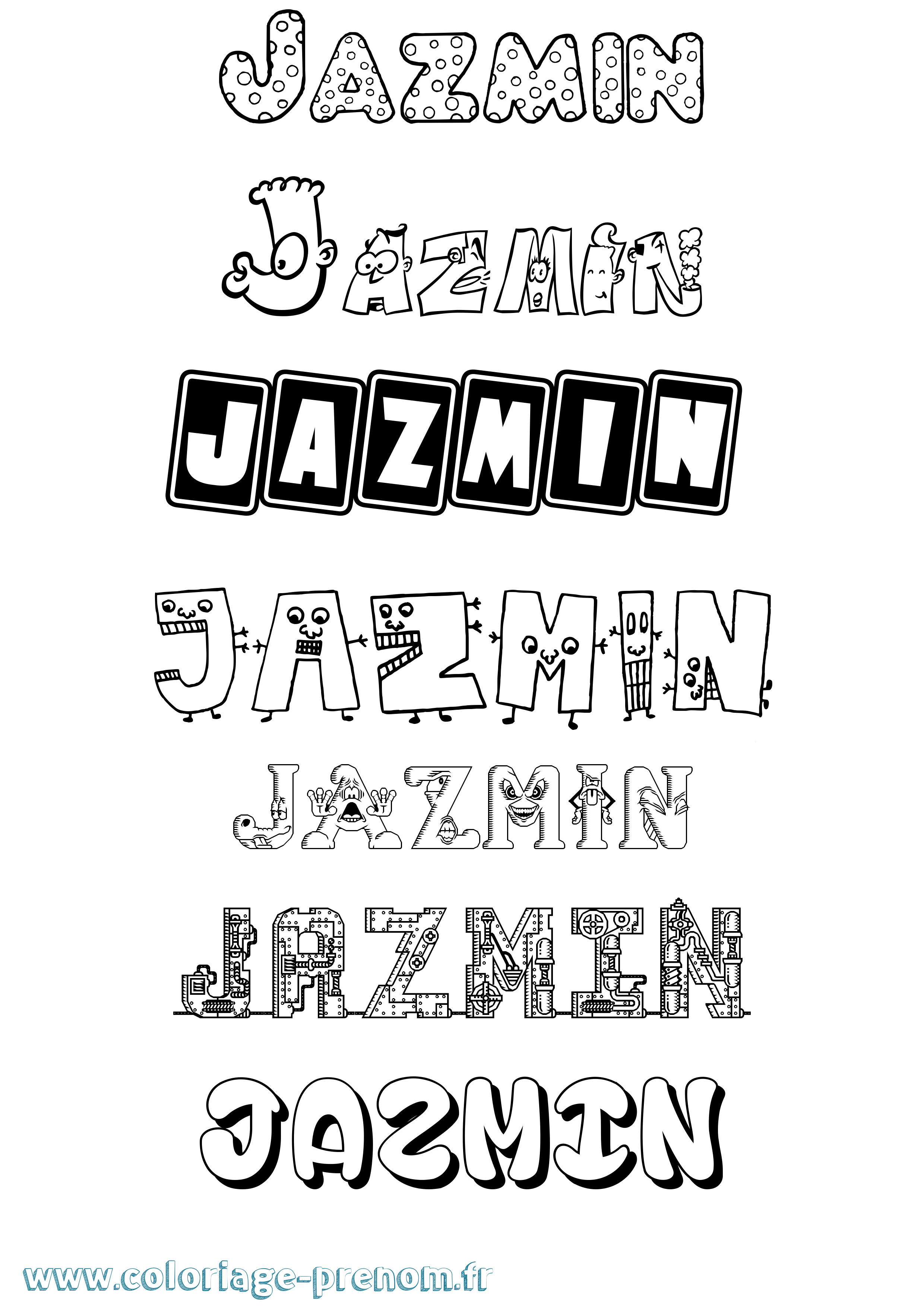 Coloriage Jazmin Fun Coloriage prénom Jazmin Fun