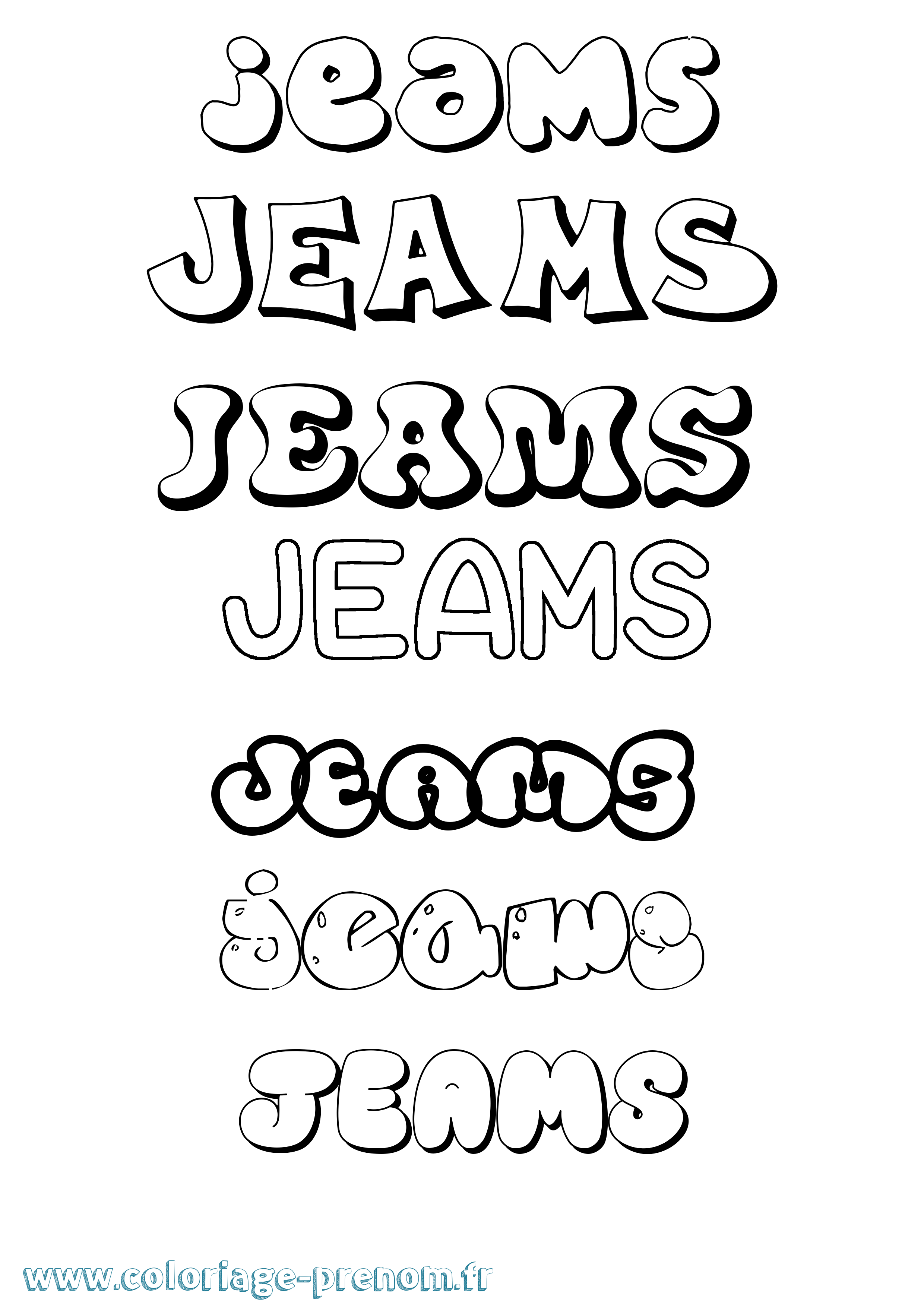 Coloriage Jeams Bubble Coloriage prénom Jeams Bubble