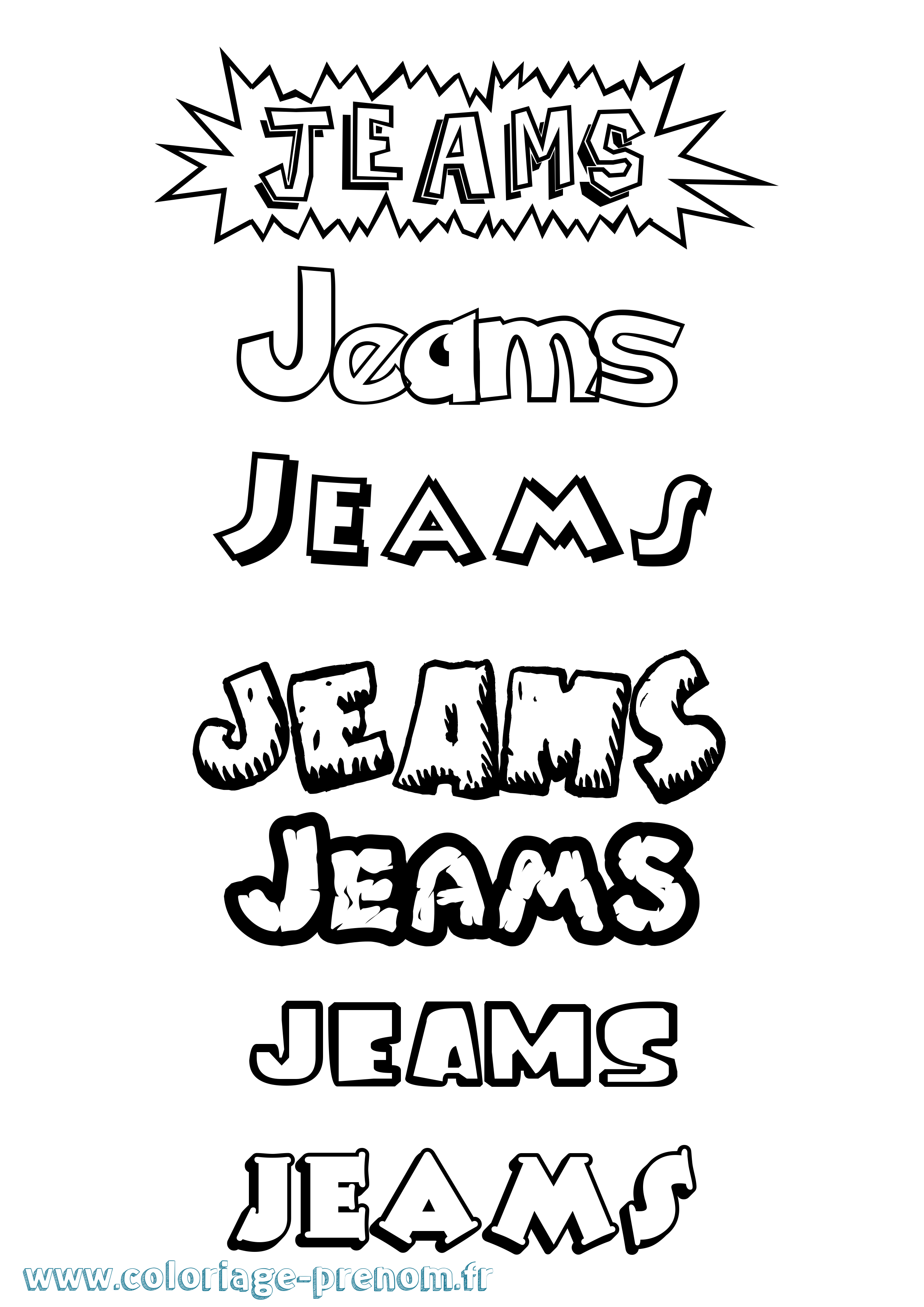 Coloriage Jeams Dessin Animé Coloriage prénom Jeams Dessin Animé