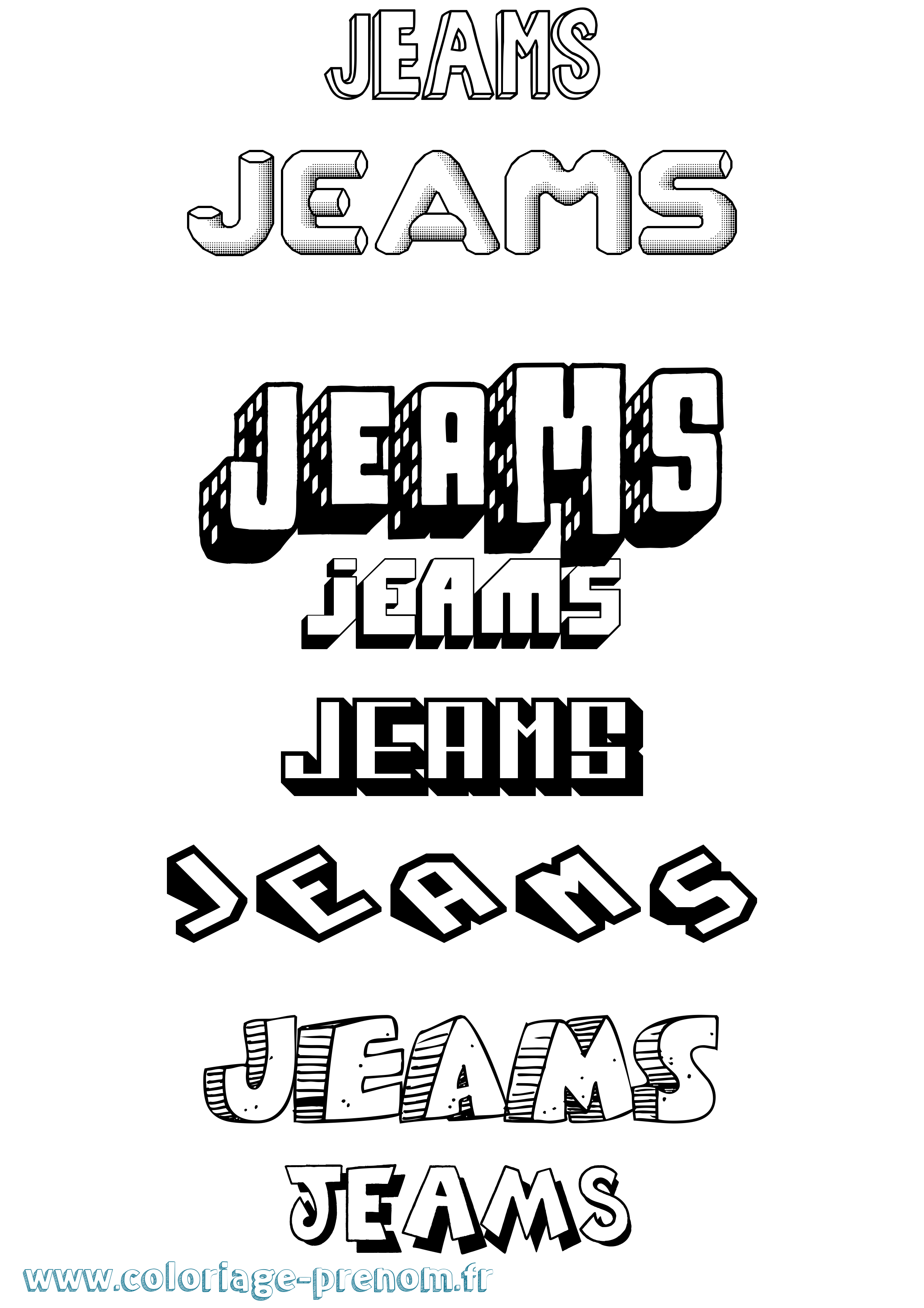 Coloriage Jeams Effet 3D Coloriage prénom Jeams Effet 3D