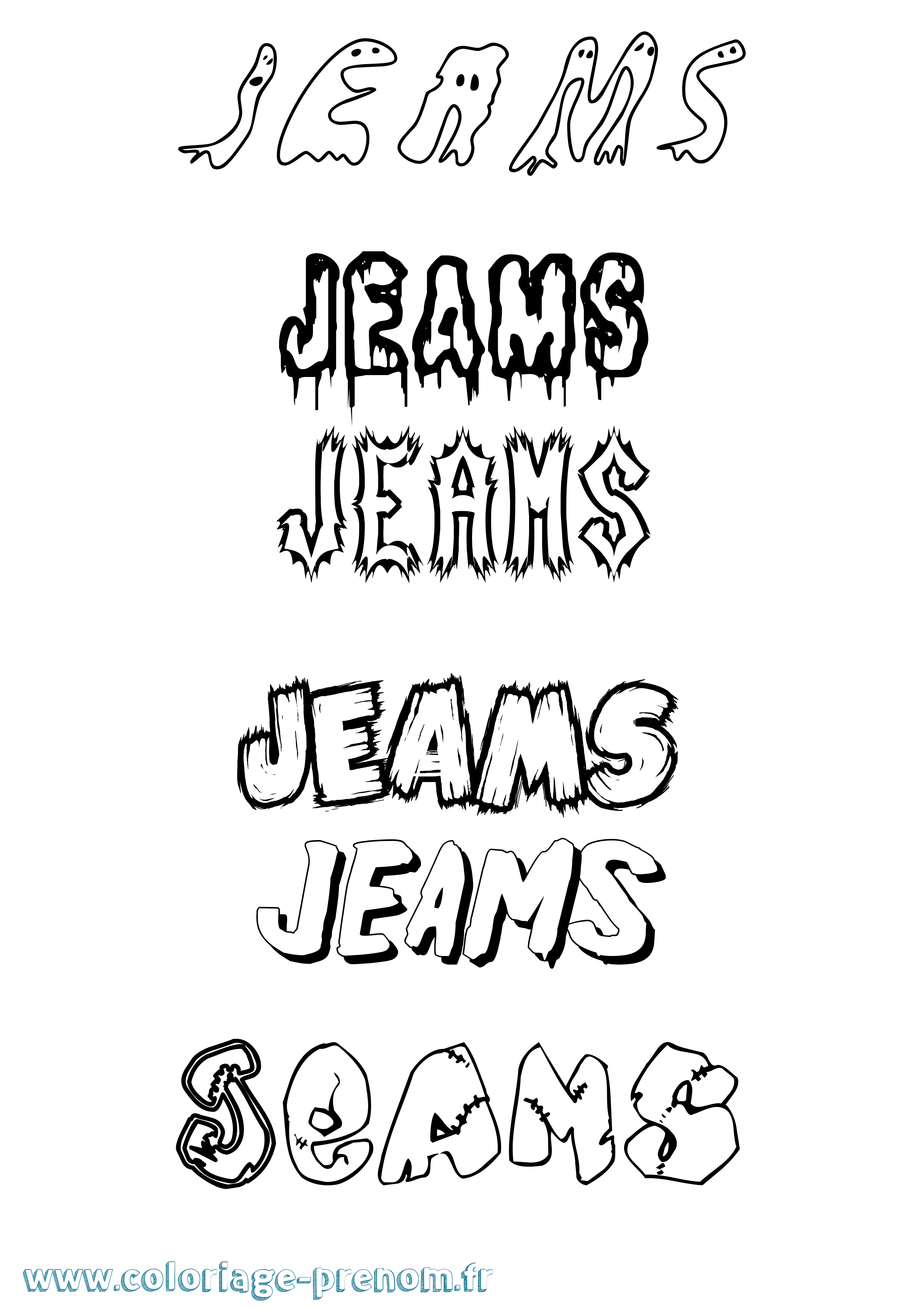Coloriage Jeams Frisson Coloriage prénom Jeams Frisson
