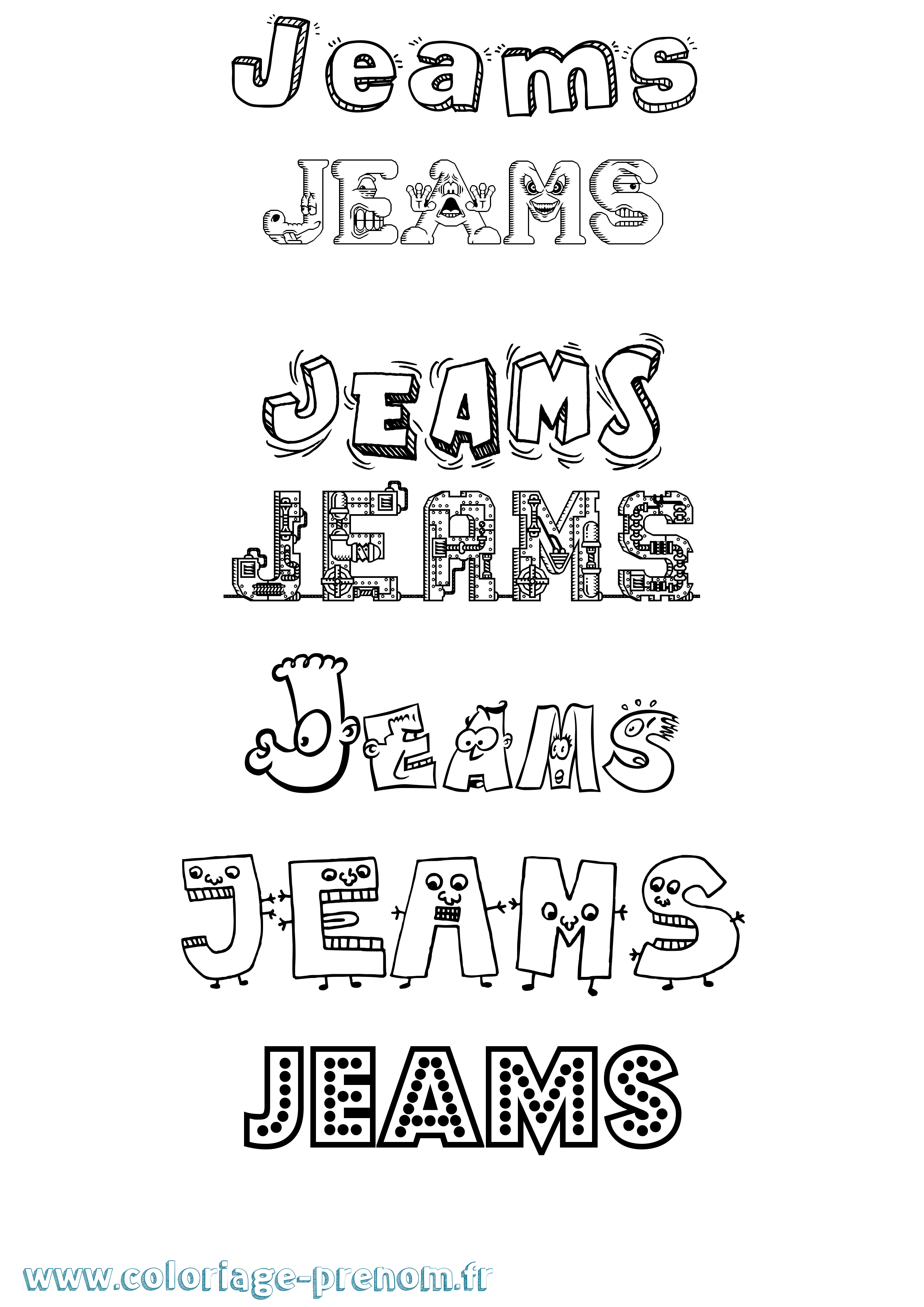 Coloriage Jeams Fun Coloriage prénom Jeams Fun