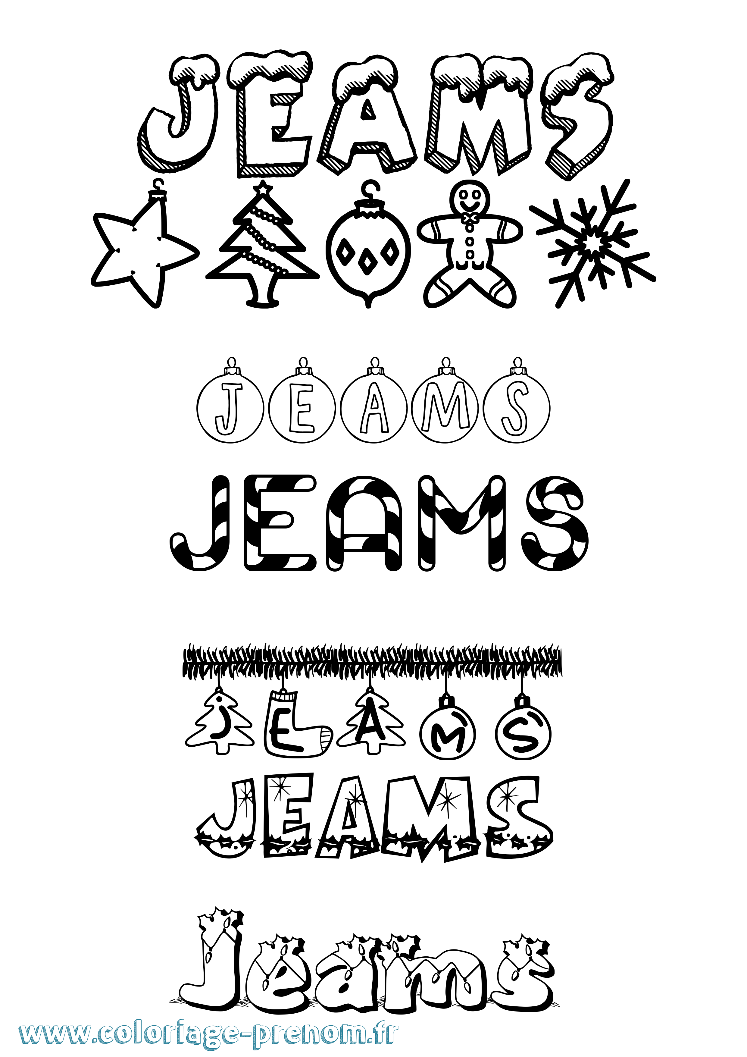 Coloriage Jeams Noël Coloriage prénom Jeams Noël