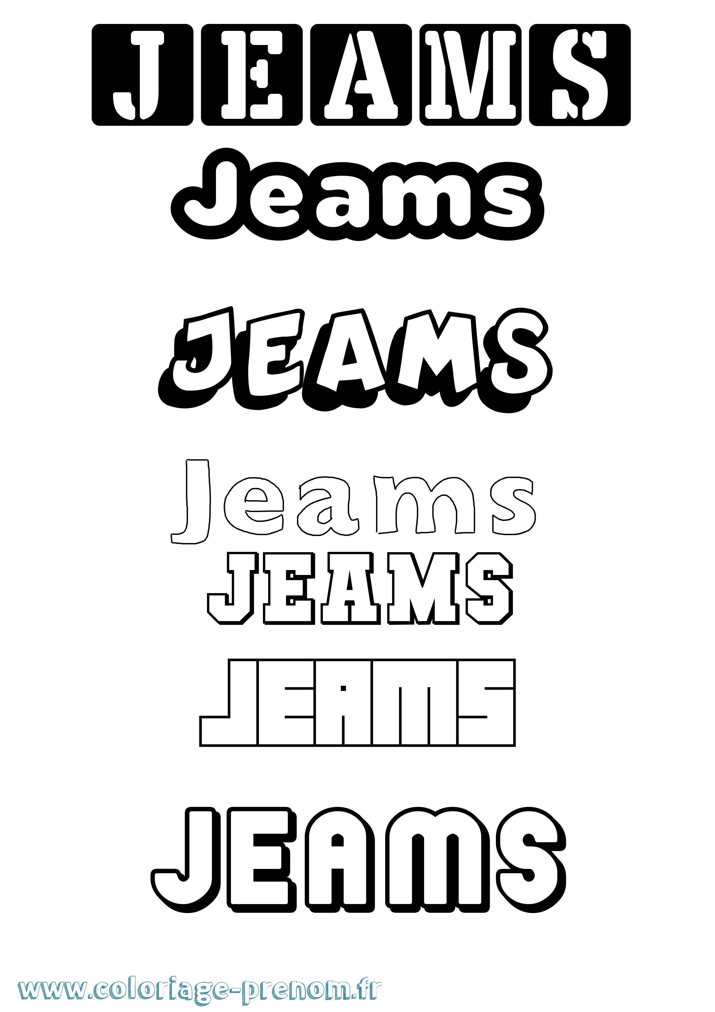 Coloriage Jeams Simple Coloriage prénom Jeams Simple
