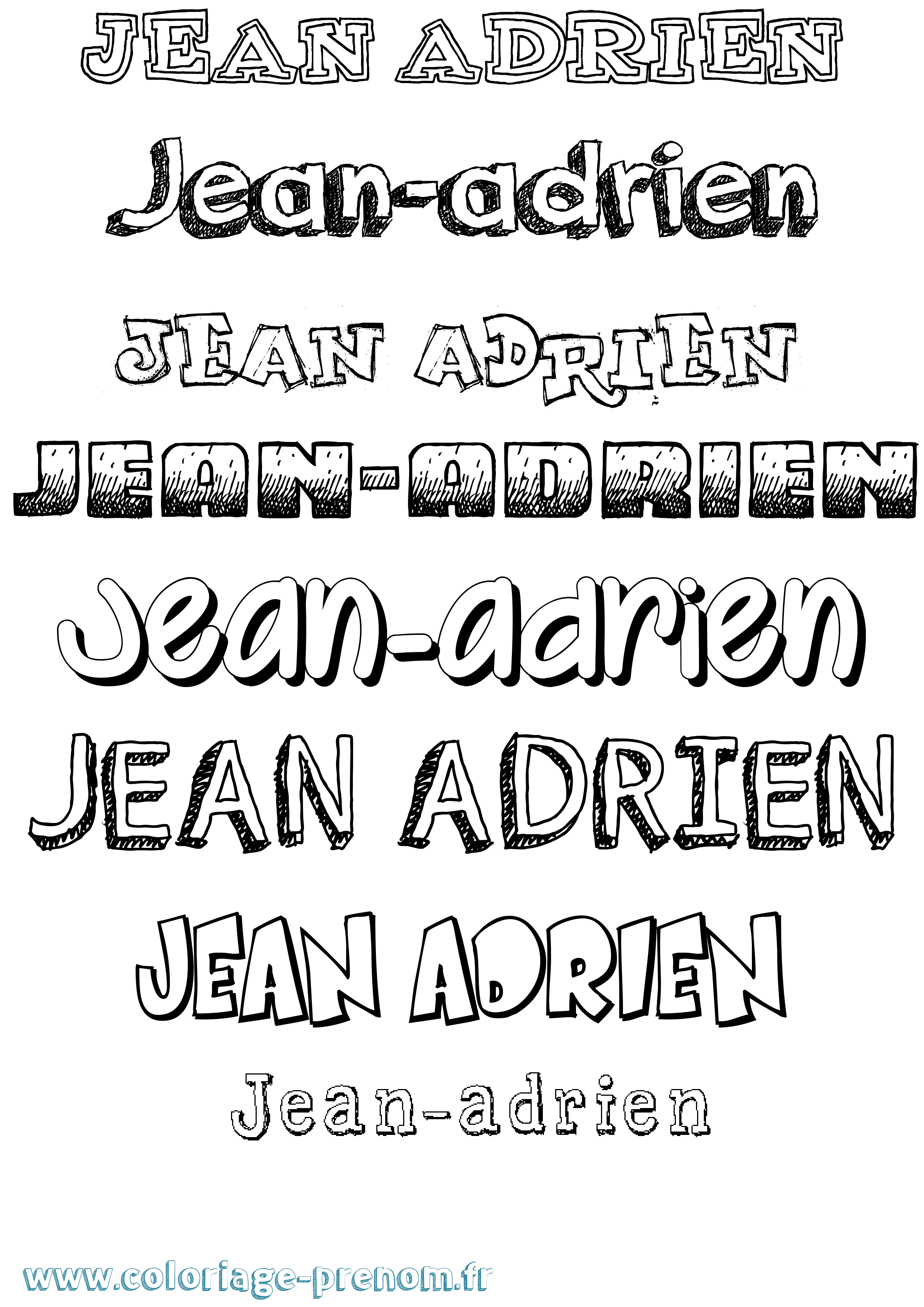 Coloriage Jean-Adrien Dessiné Coloriage prénom Jean-Adrien Dessiné