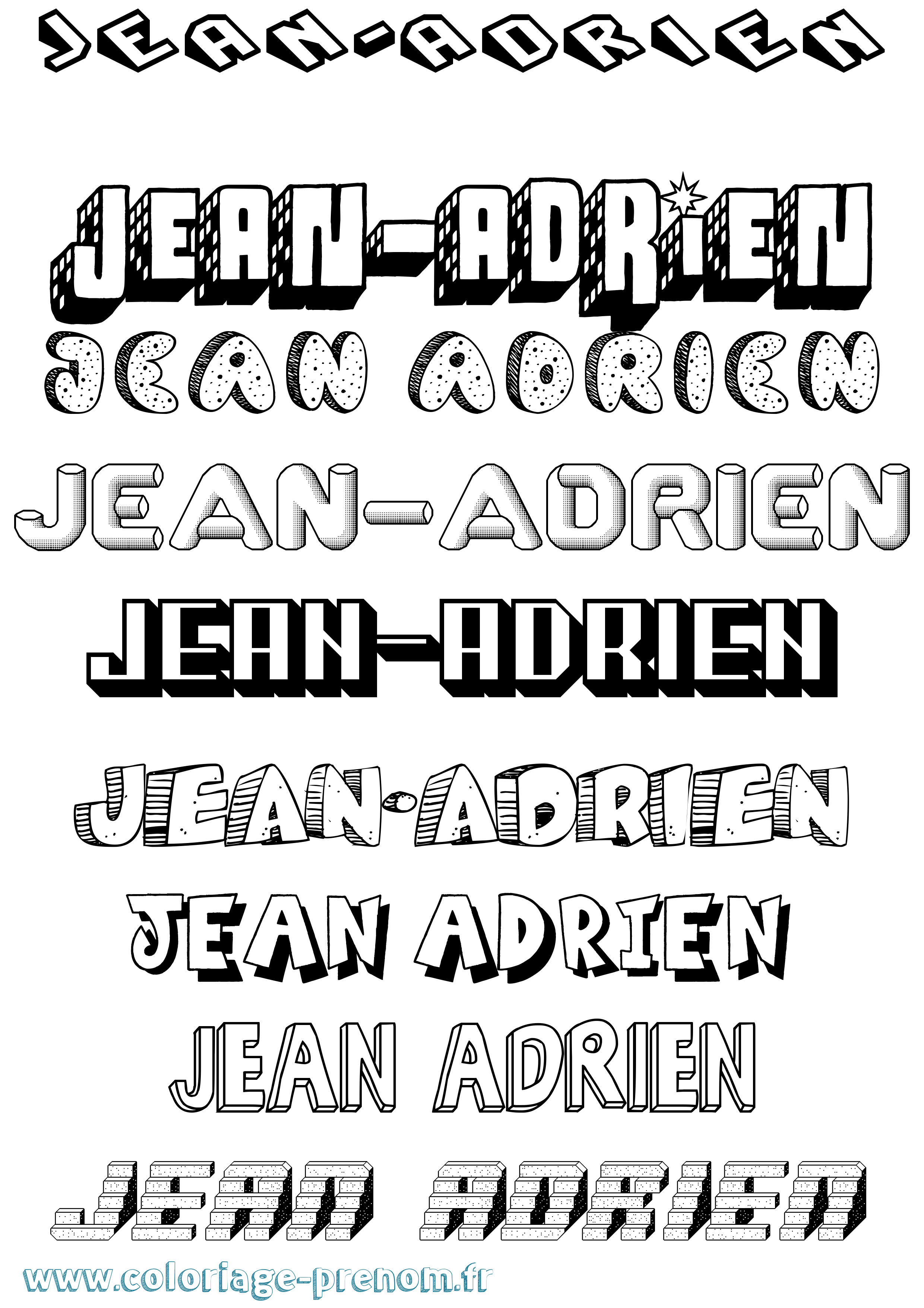 Coloriage Jean-Adrien Effet 3D Coloriage prénom Jean-Adrien Effet 3D