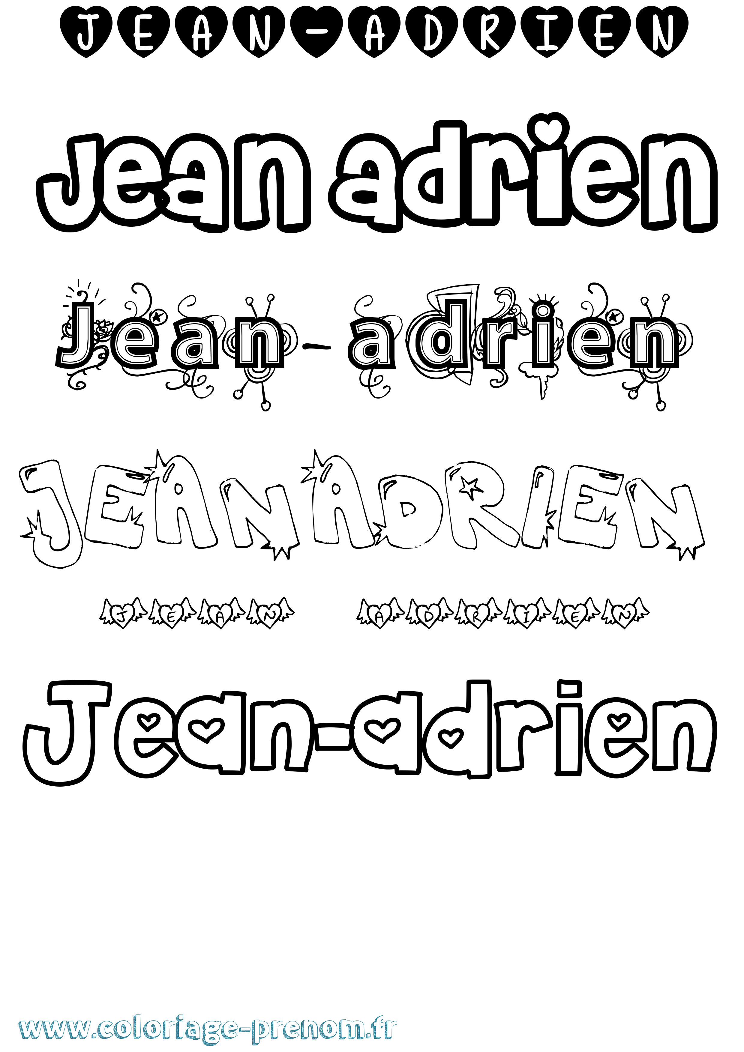 Coloriage Jean-Adrien Girly Coloriage prénom Jean-Adrien Girly