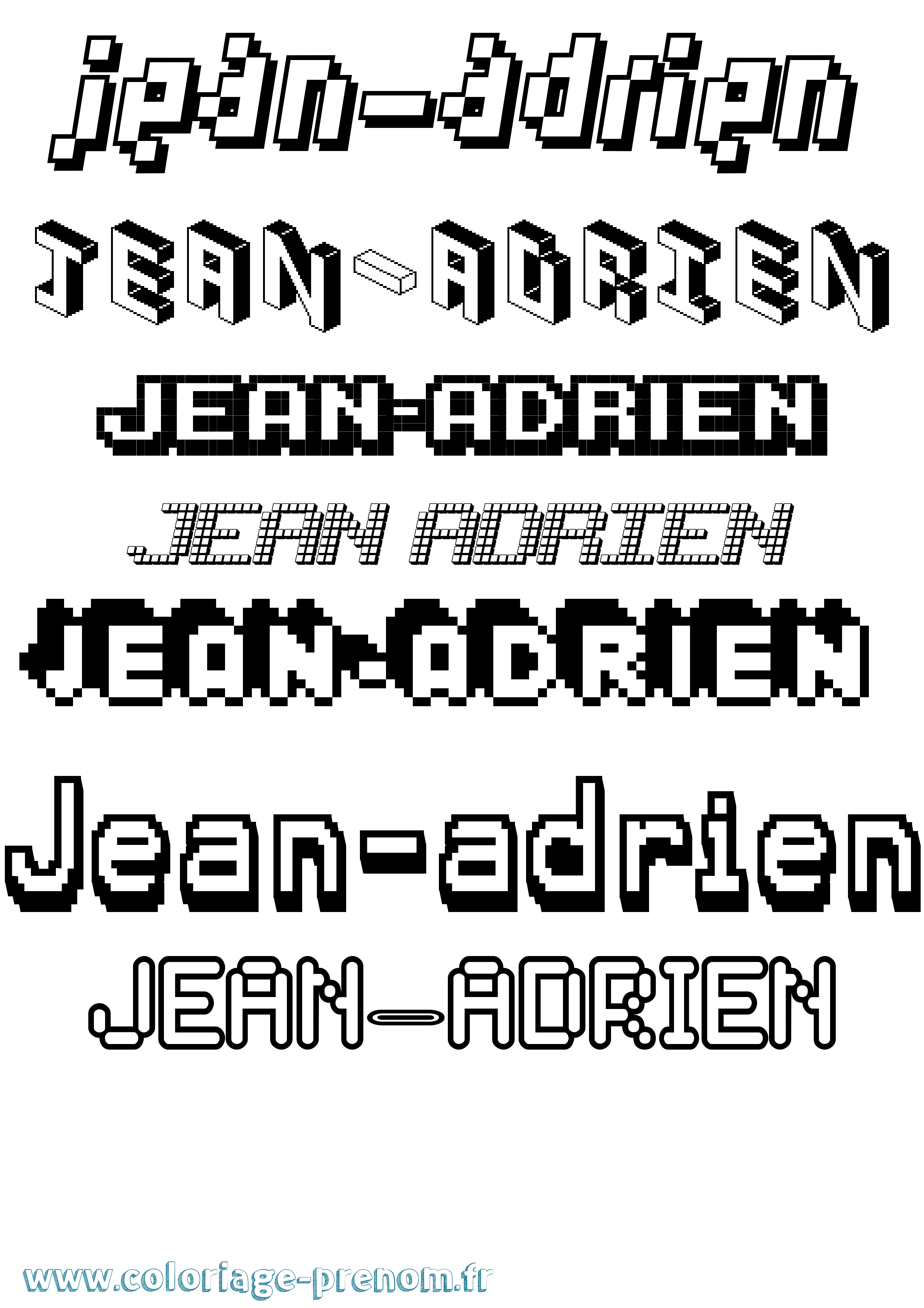 Coloriage Jean-Adrien Pixel Coloriage prénom Jean-Adrien Pixel