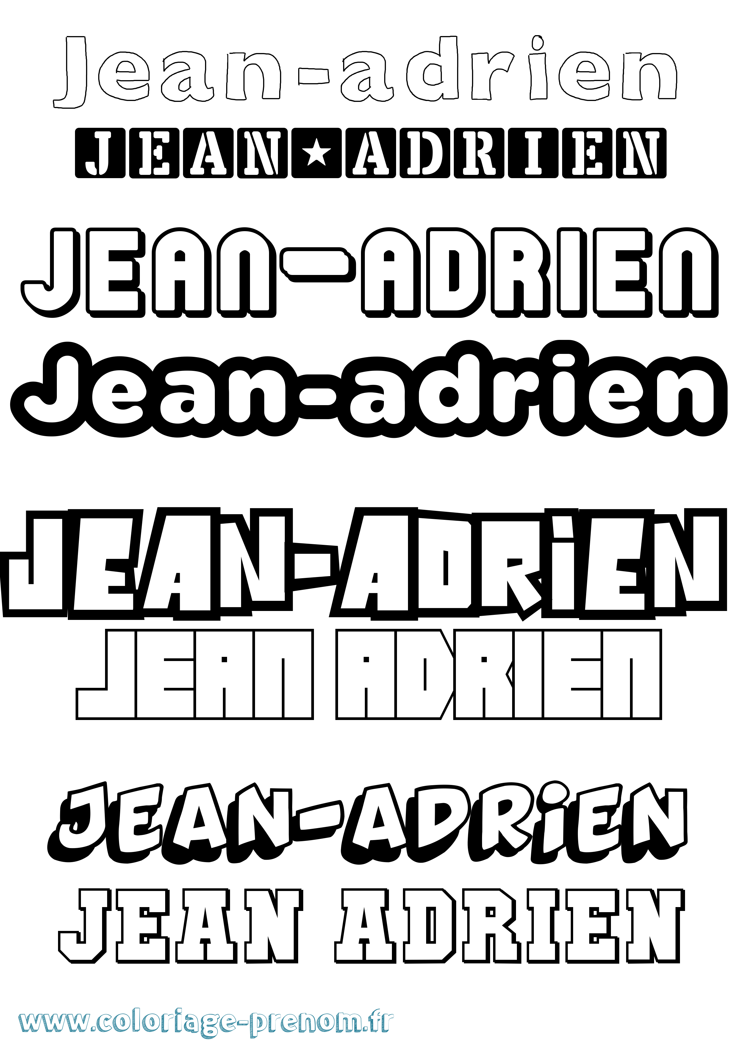 Coloriage Jean-Adrien Simple Coloriage prénom Jean-Adrien Simple