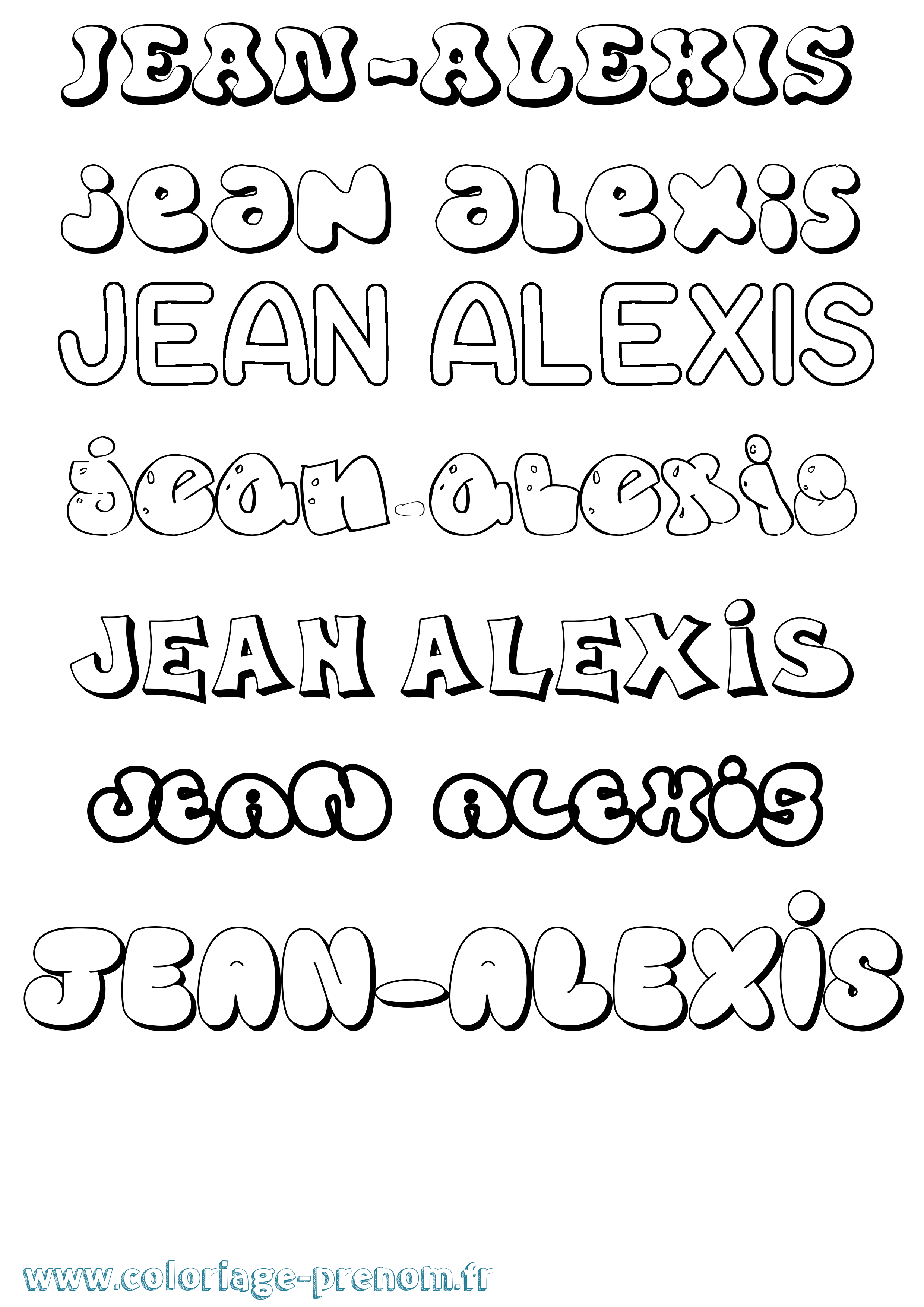 Coloriage Jean-Alexis Bubble Coloriage prénom Jean-Alexis Bubble