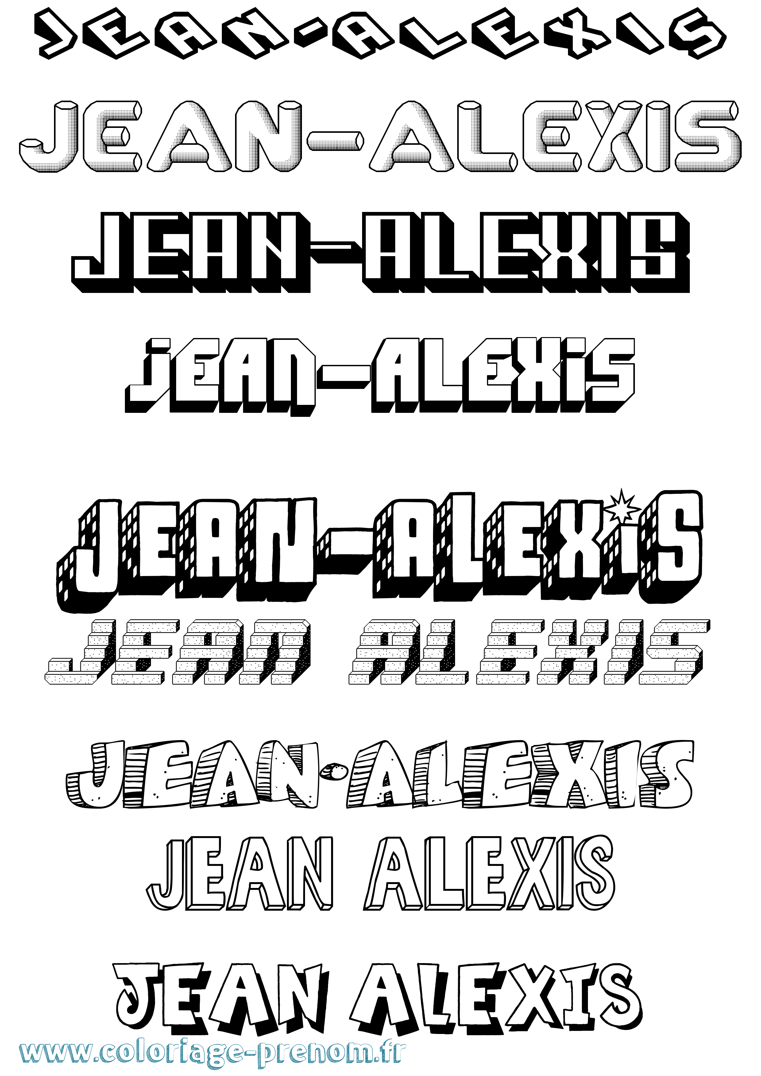 Coloriage Jean-Alexis Effet 3D Coloriage prénom Jean-Alexis Effet 3D