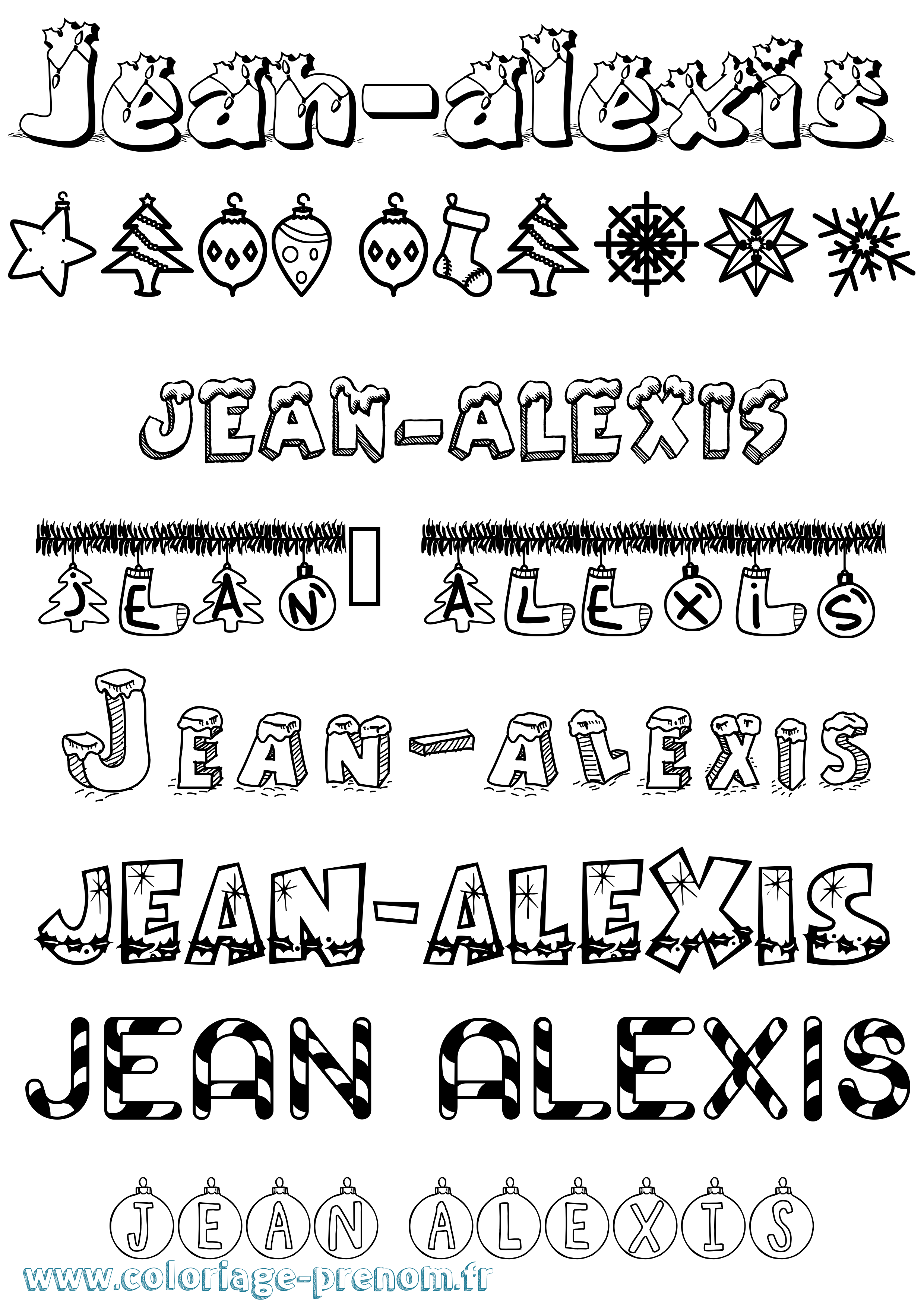 Coloriage Jean-Alexis Noël Coloriage prénom Jean-Alexis Noël