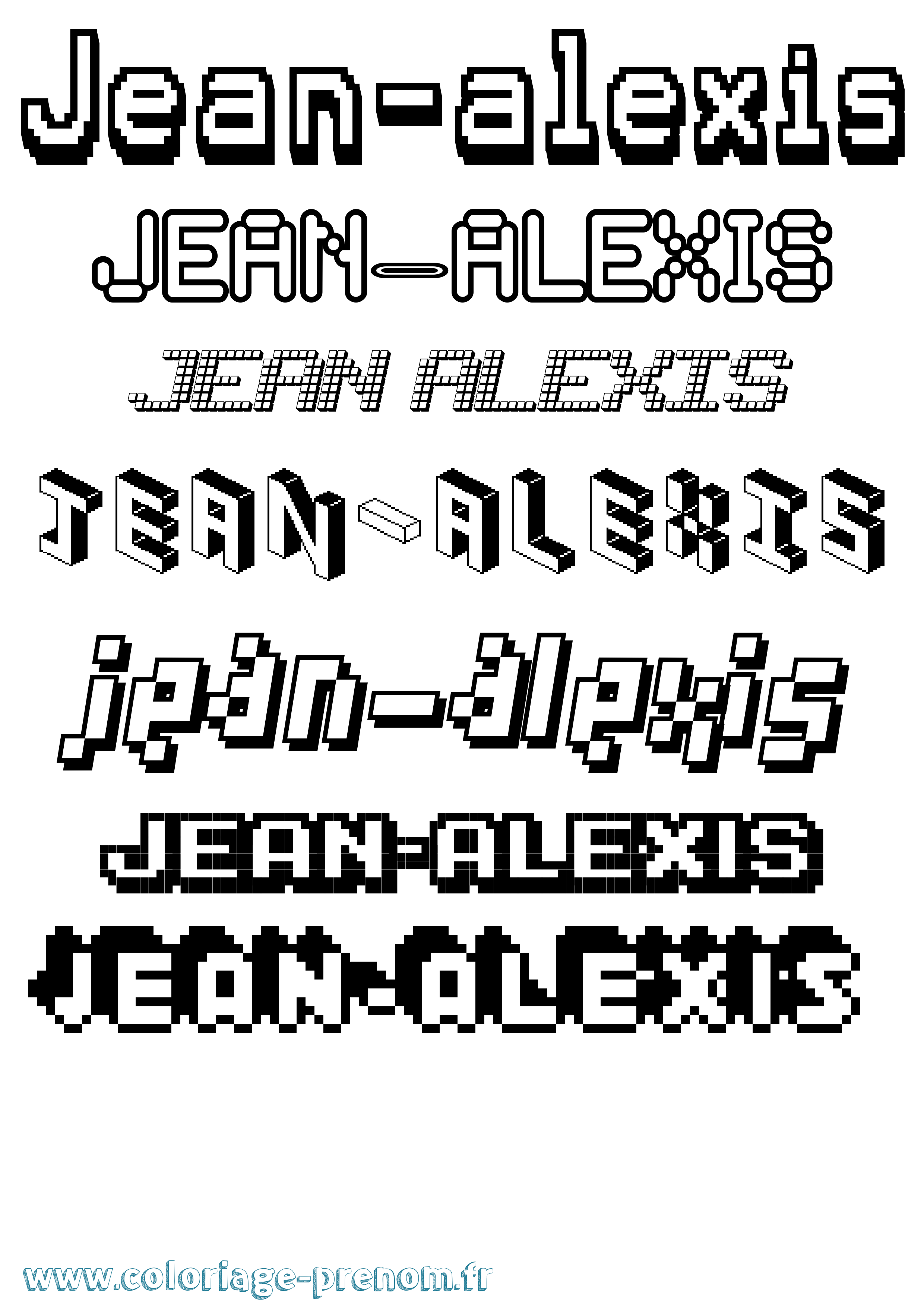 Coloriage Jean-Alexis Pixel Coloriage prénom Jean-Alexis Pixel