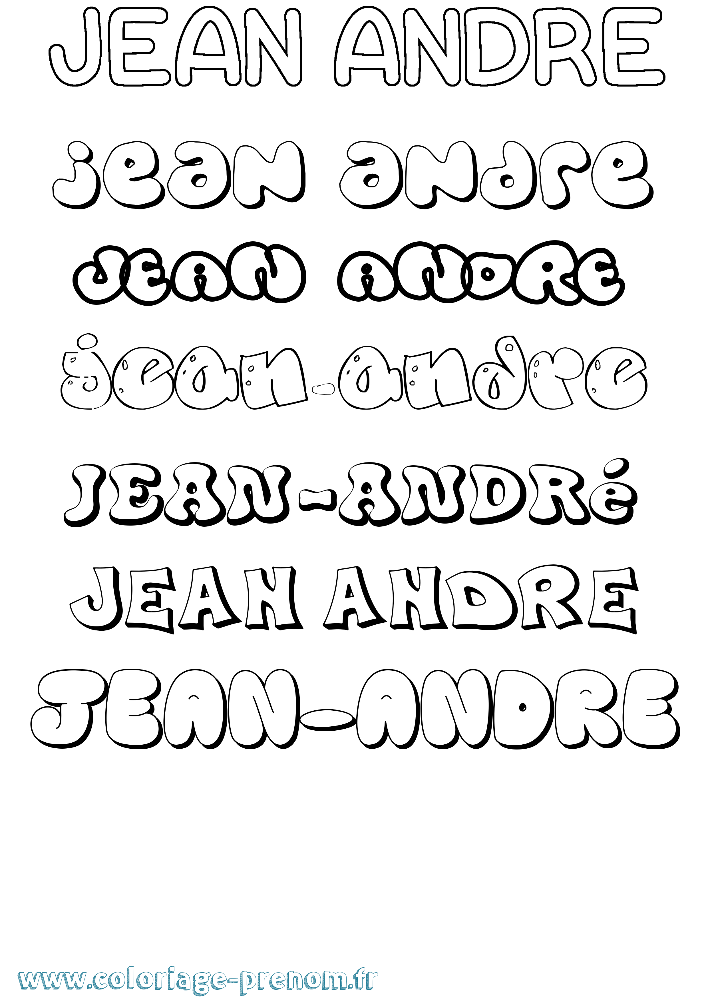 Coloriage Jean-André Bubble Coloriage prénom Jean-André Bubble