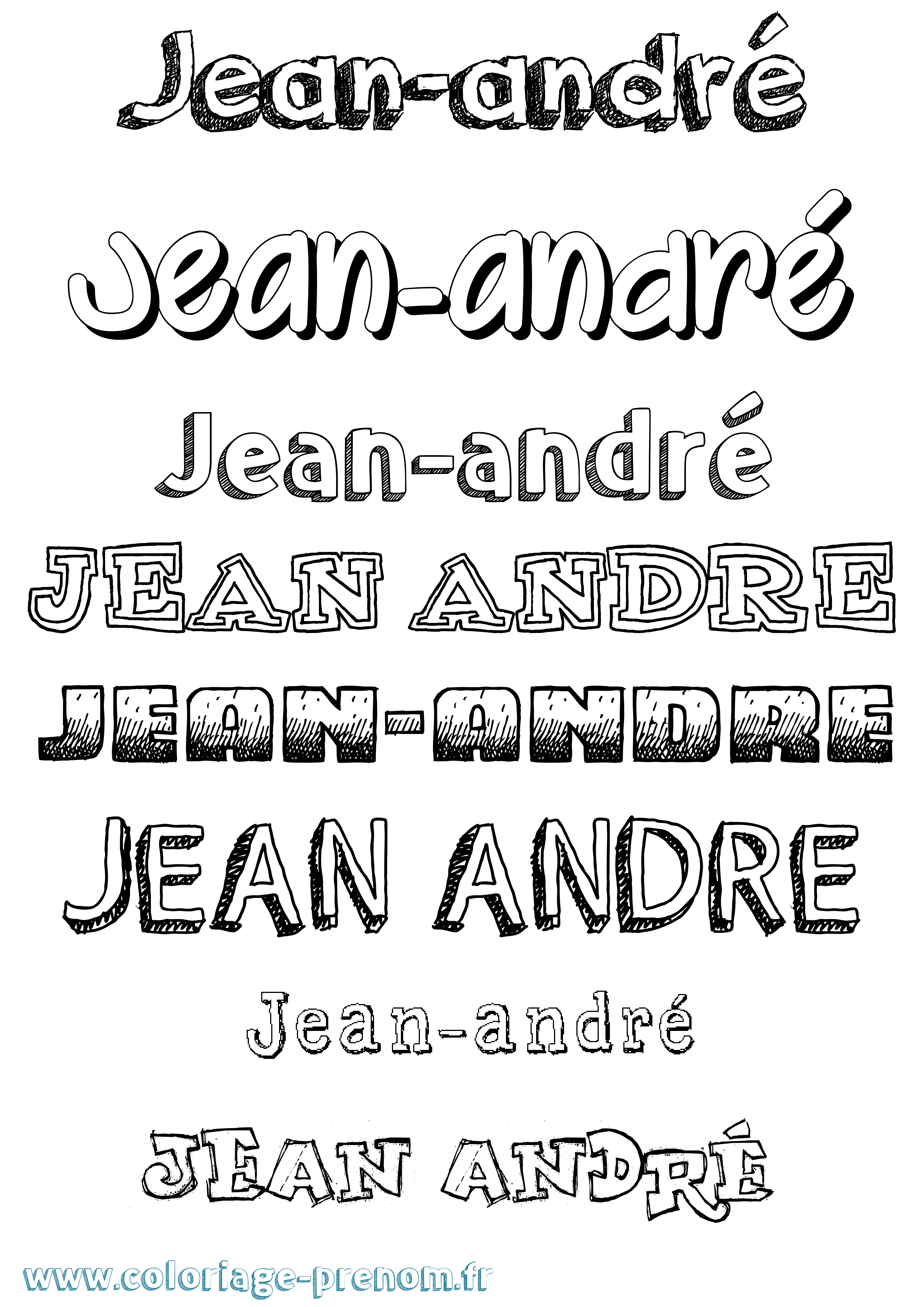 Coloriage Jean-André Dessiné Coloriage prénom Jean-André Dessiné