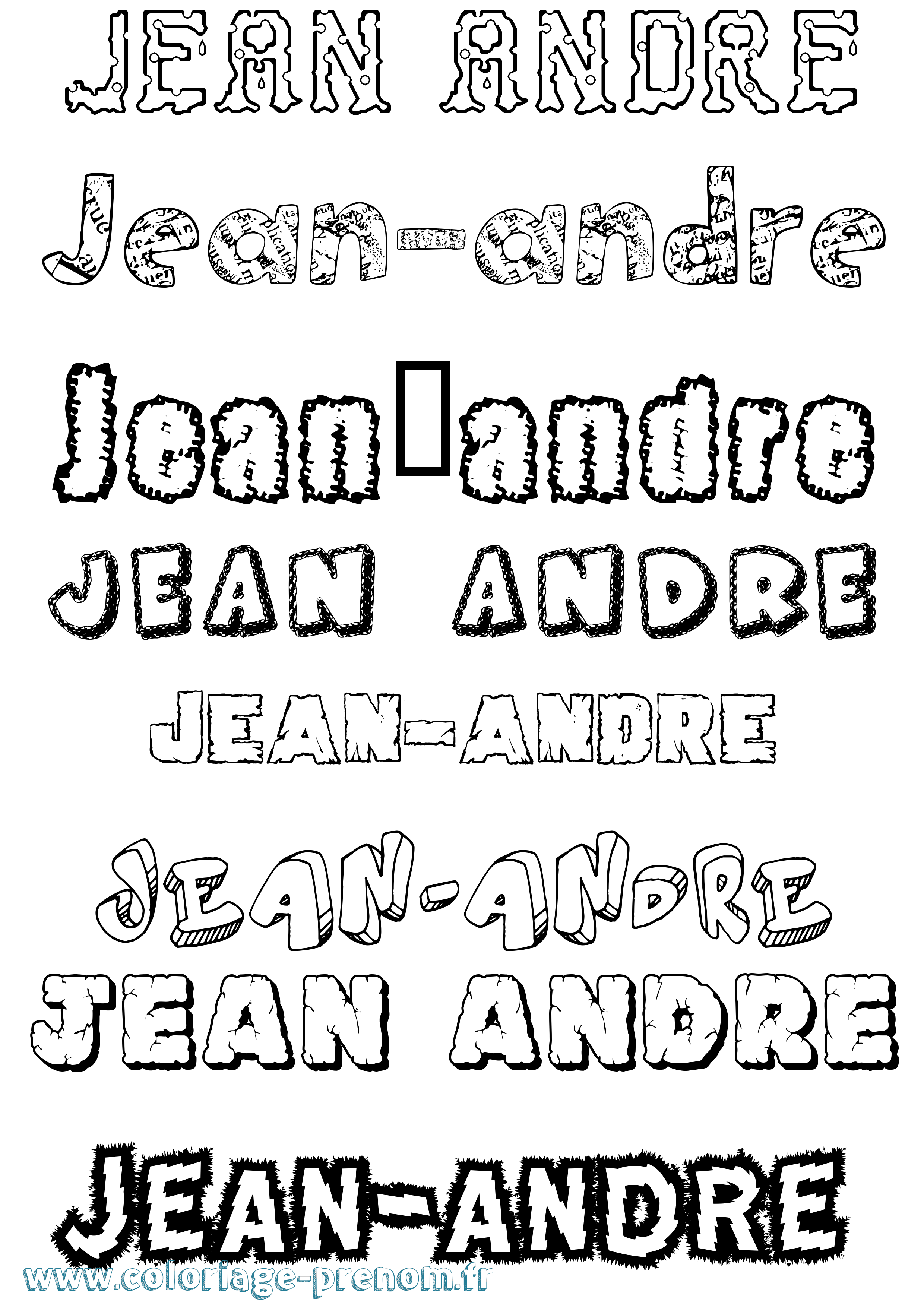 Coloriage Jean-André Destructuré Coloriage prénom Jean-André Destructuré