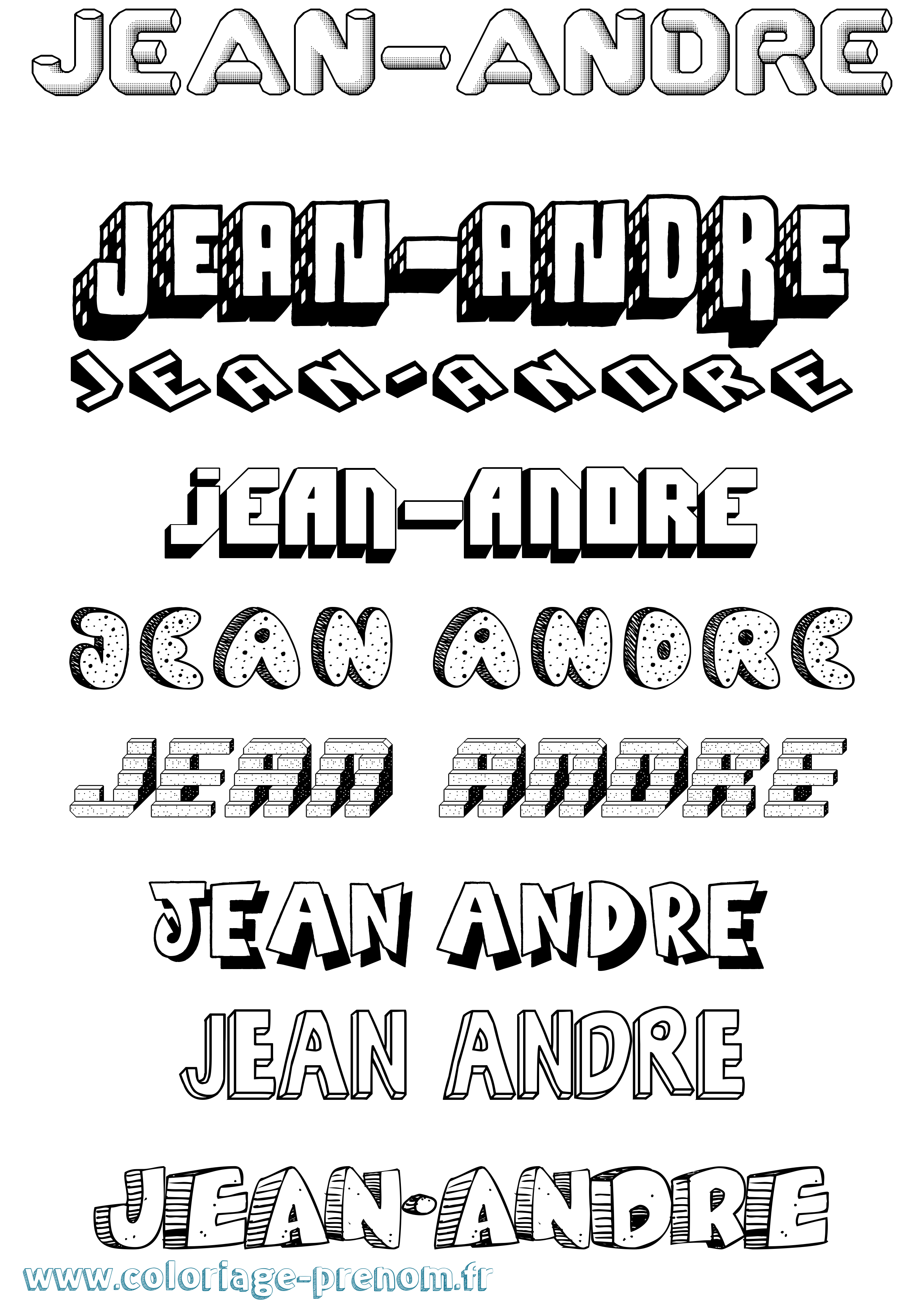 Coloriage Jean-André Effet 3D Coloriage prénom Jean-André Effet 3D