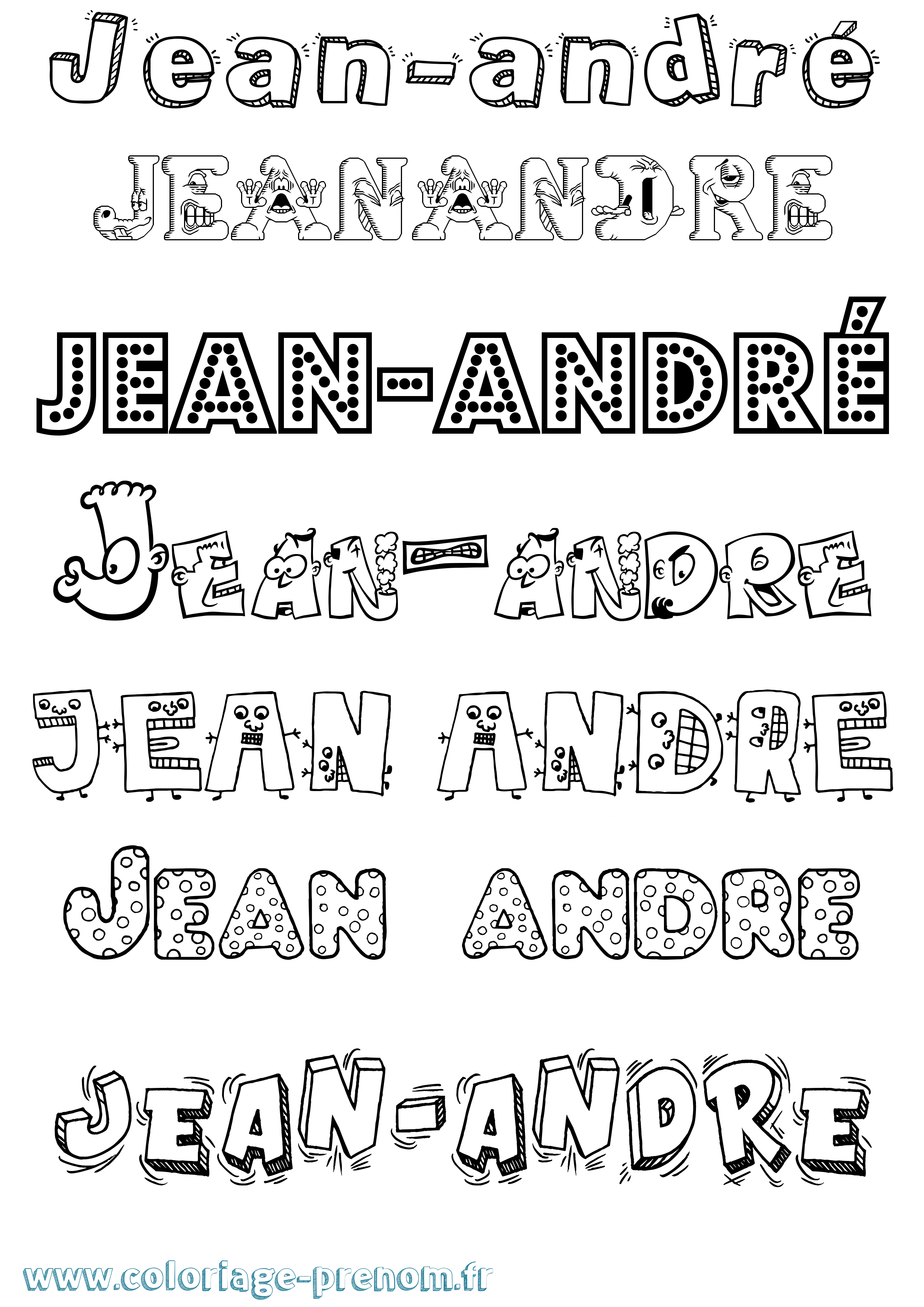 Coloriage Jean-André Fun Coloriage prénom Jean-André Fun