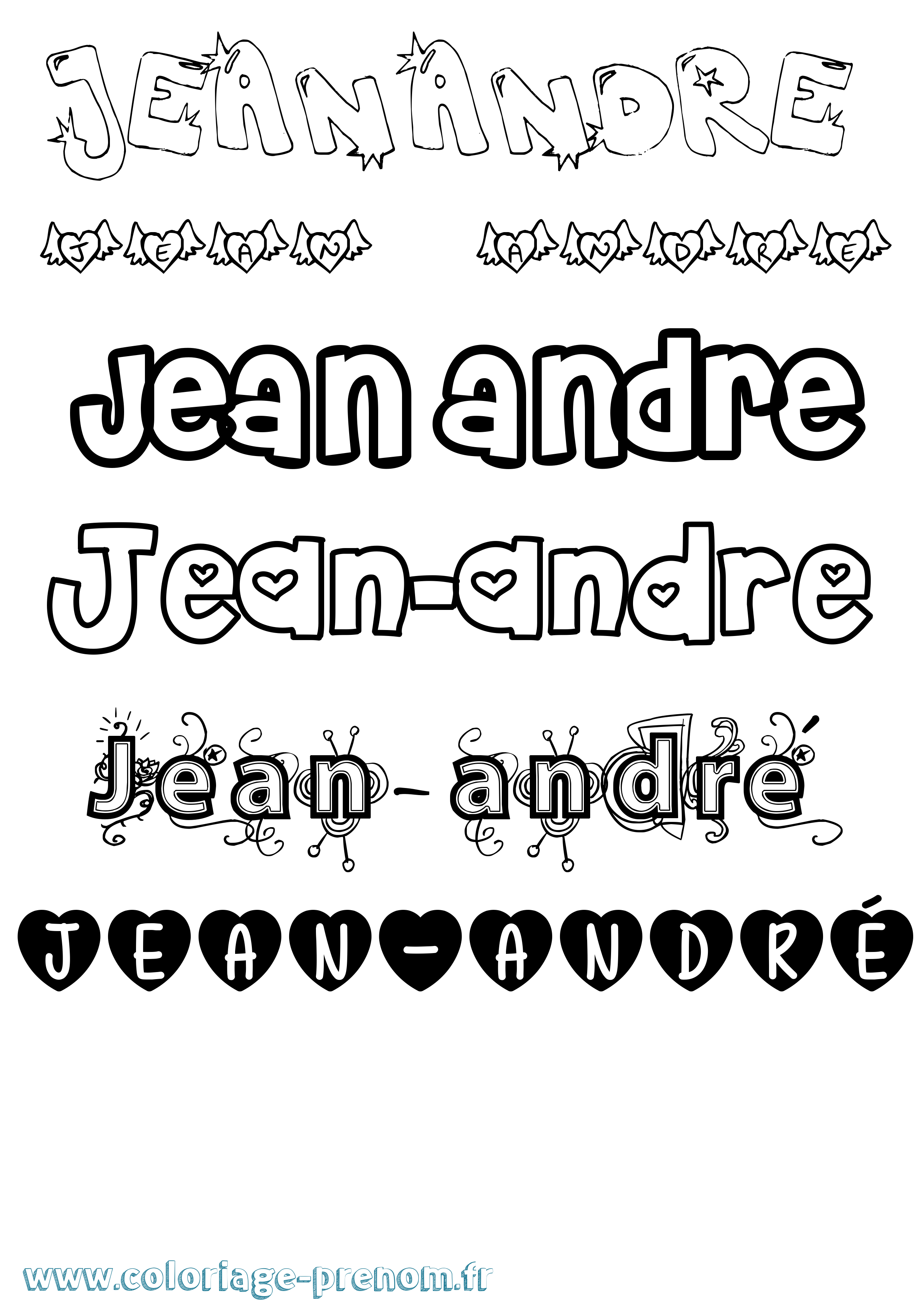 Coloriage Jean-André Girly Coloriage prénom Jean-André Girly