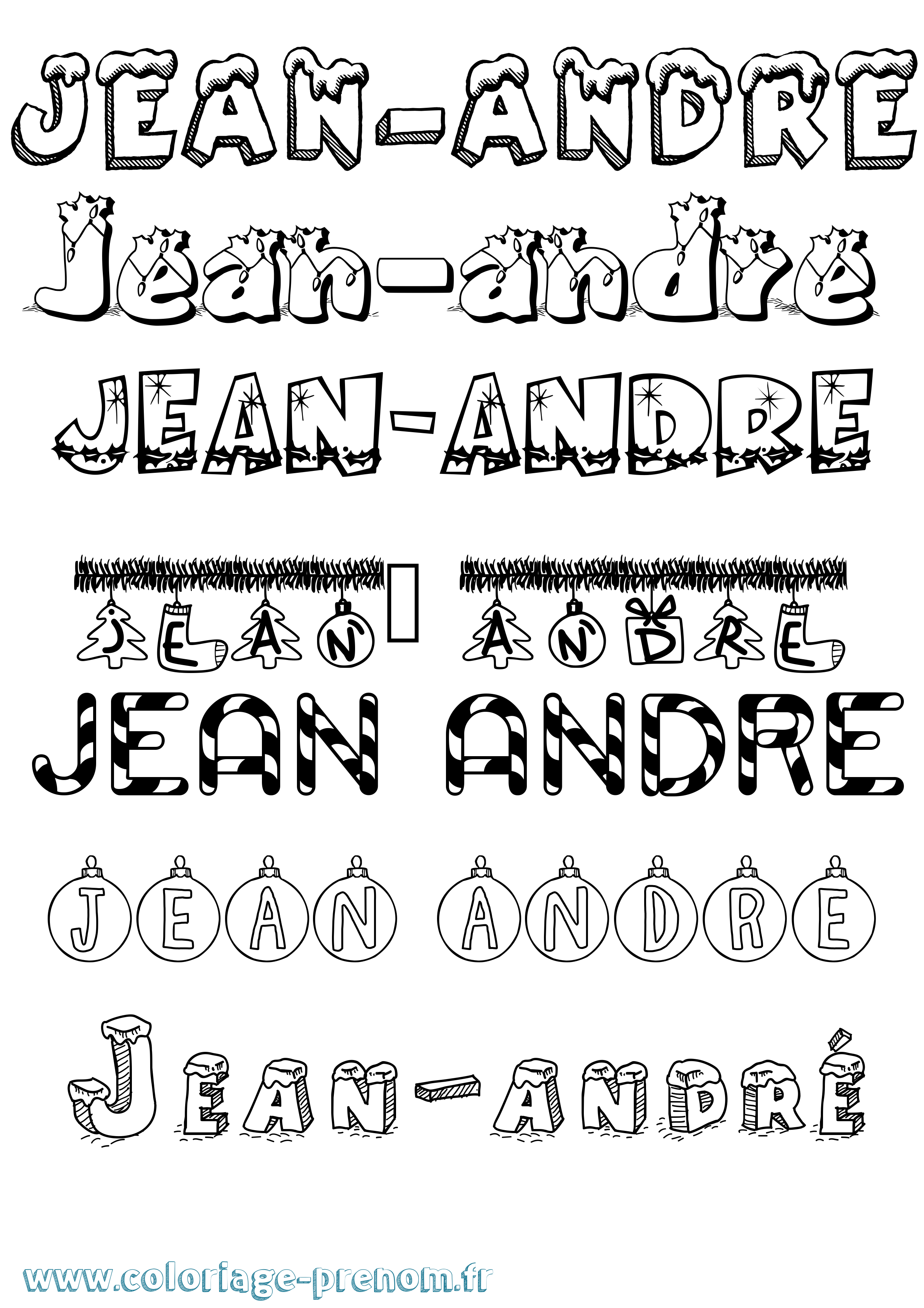 Coloriage Jean-André Noël Coloriage prénom Jean-André Noël